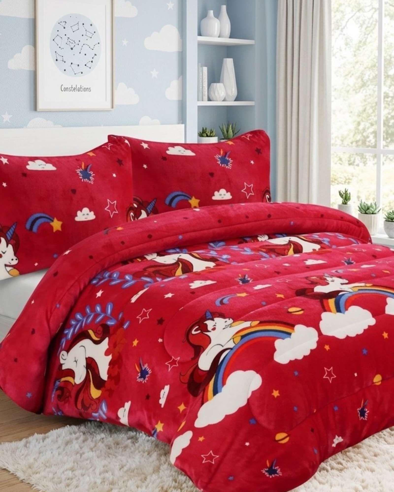 Juego de Cama Cubrecama Con Sherpa Quilting Premium Plaza y Media-3