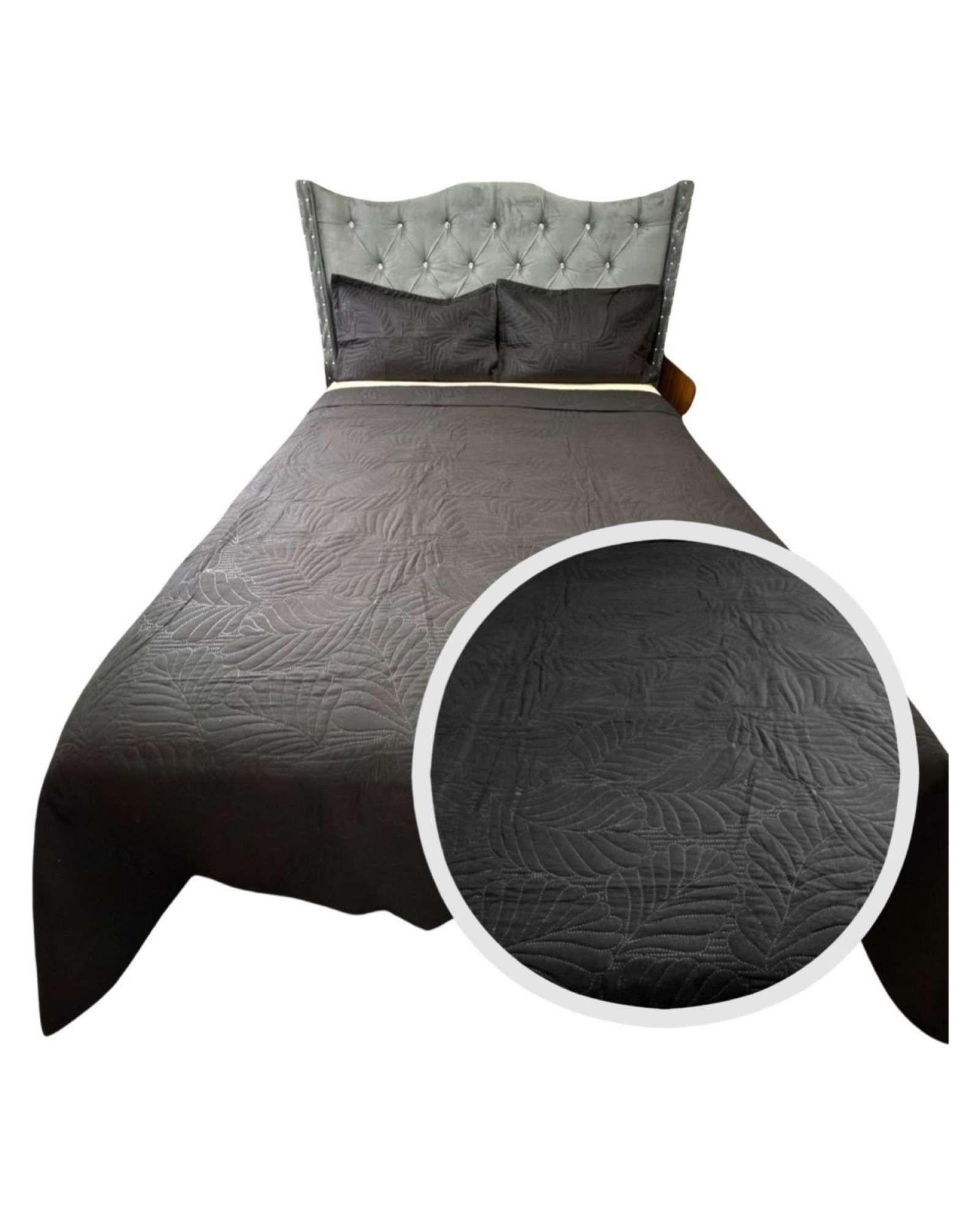 CUBRECAMA QUILT DE LUJO VERANO PLAZA Y MEDIA NEGRO-0