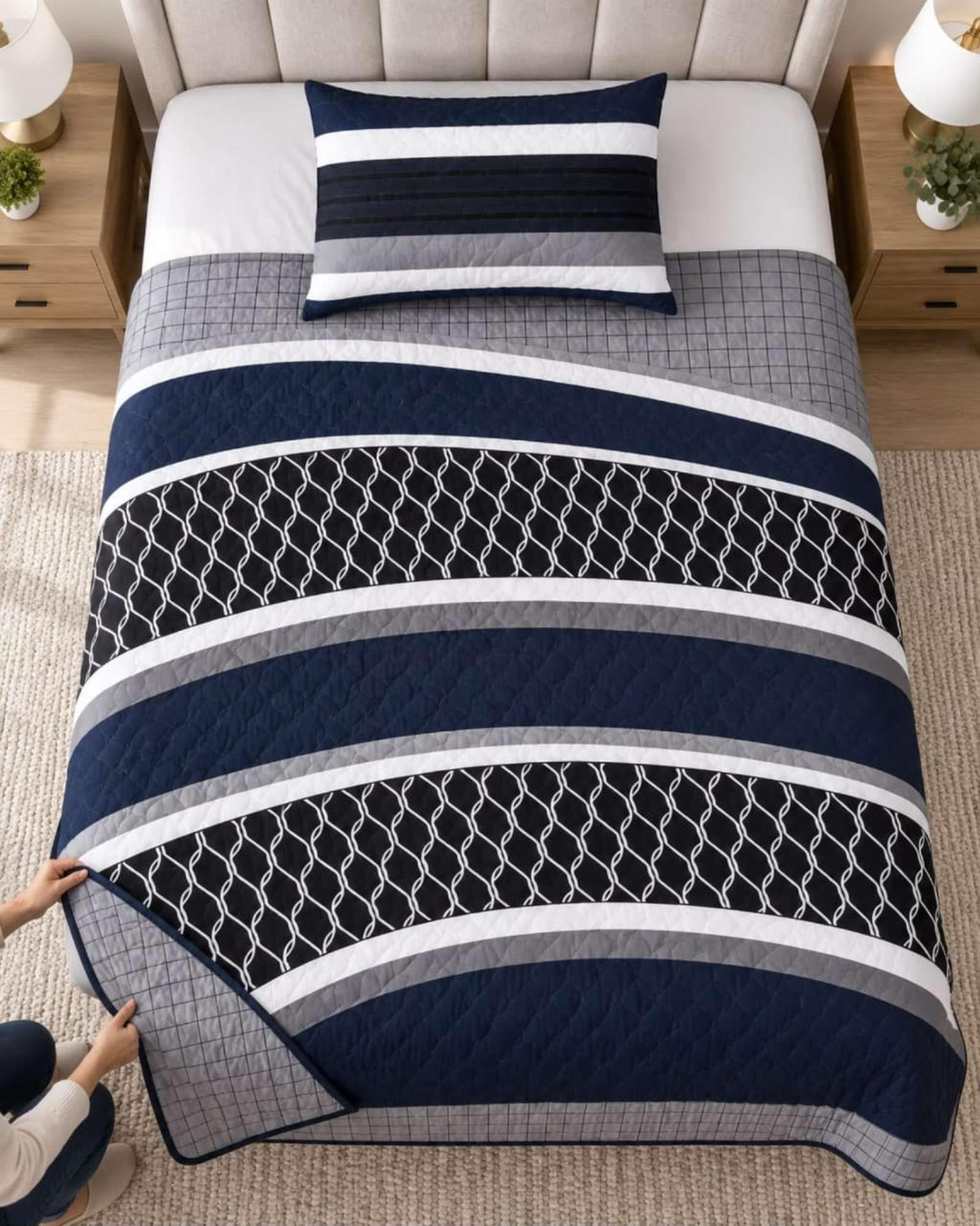 Cubrecama Quilt de Plaza y Media  Con Funda De Almohada C8-0