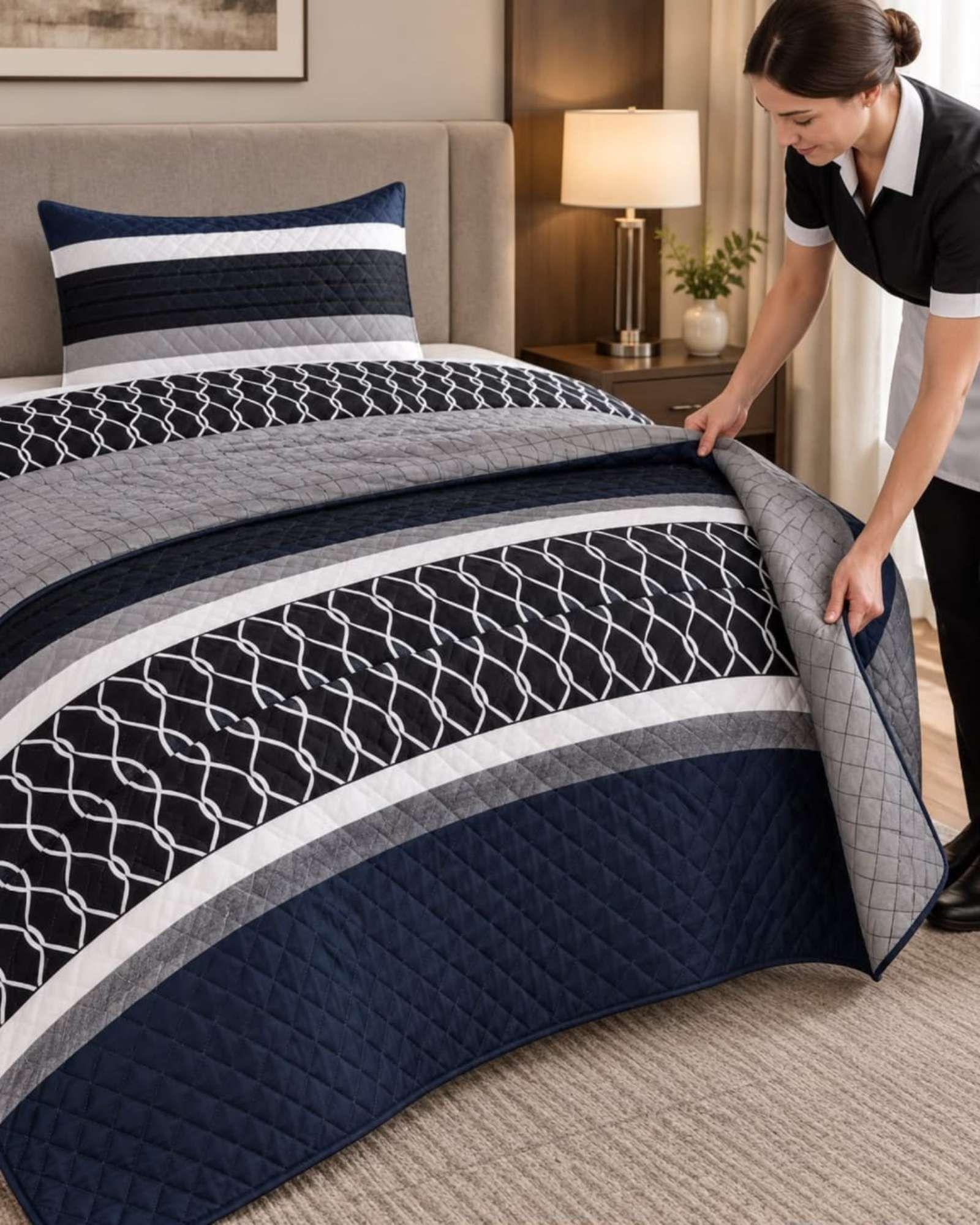 Cubrecama Quilt de Plaza y Media  Con Funda De Almohada C8-2