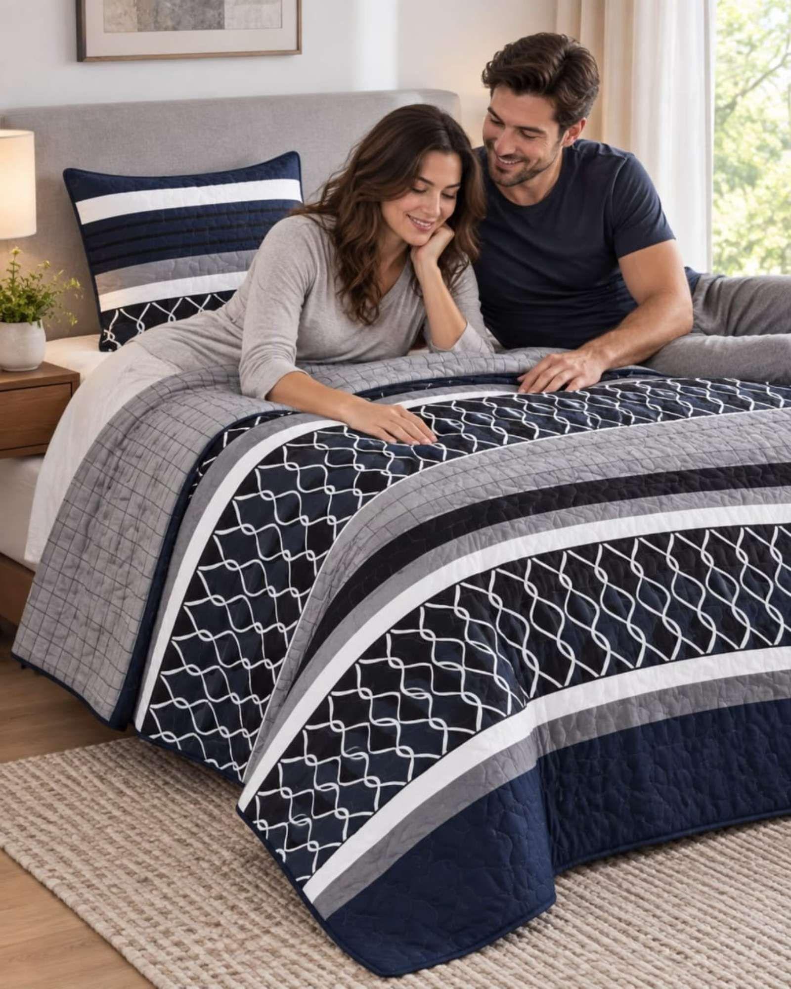 Cubrecama Quilt de Plaza y Media  Con Funda De Almohada C8-5