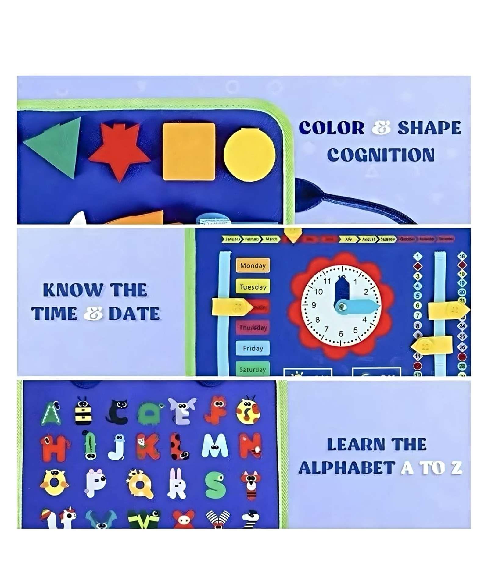 Tablero Sensoriales Interactivo Montessori Juego Educativo Azul-2