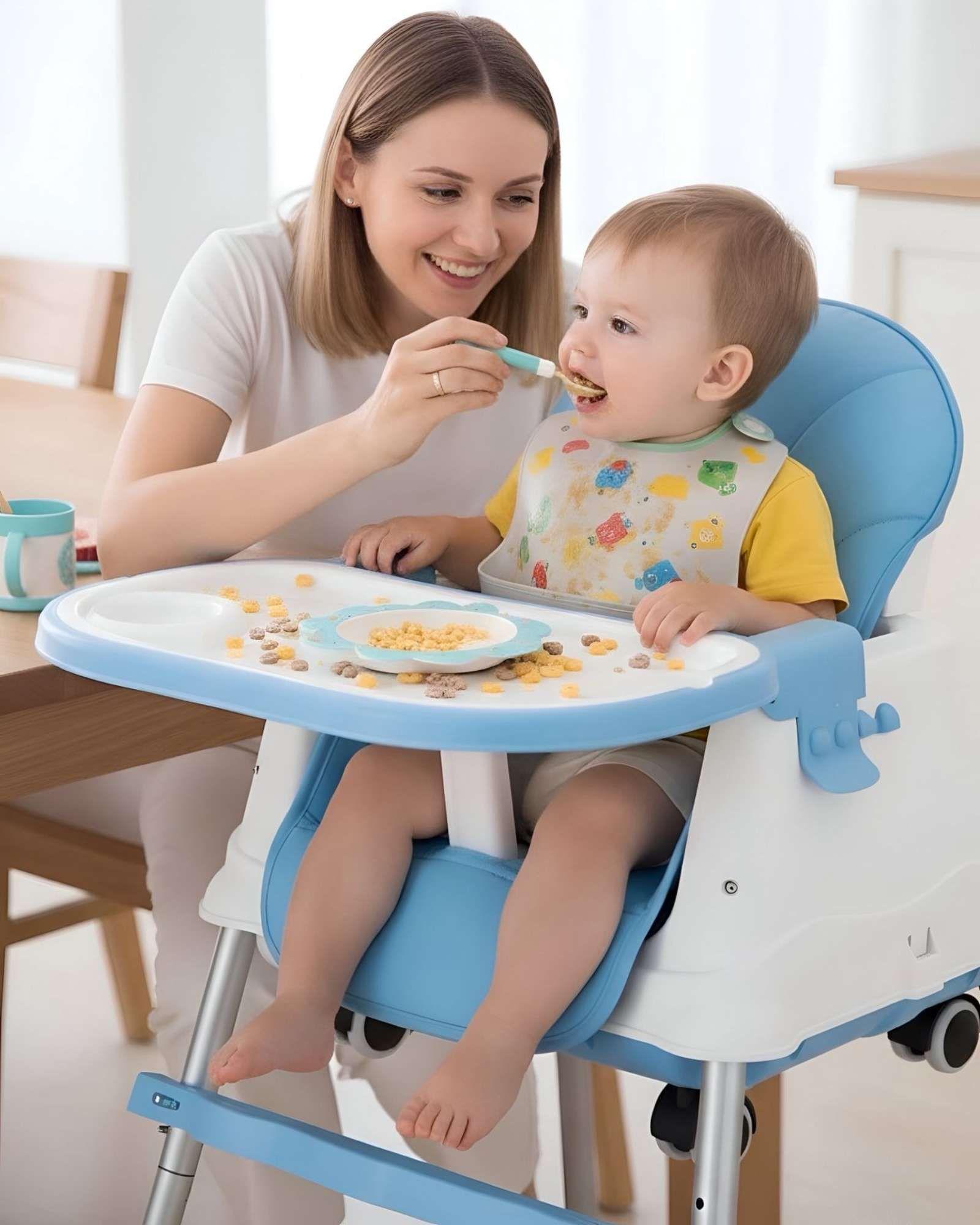 Silla de Comer Multifuncional para Bebé 3 en 1 Azul-2