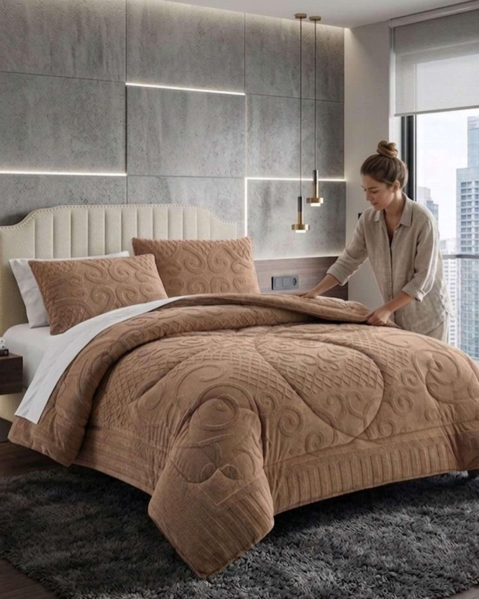 Cubrecama Edredon de Polar Ultra Suave Colección Confort Premium 2 Plazas A03-0