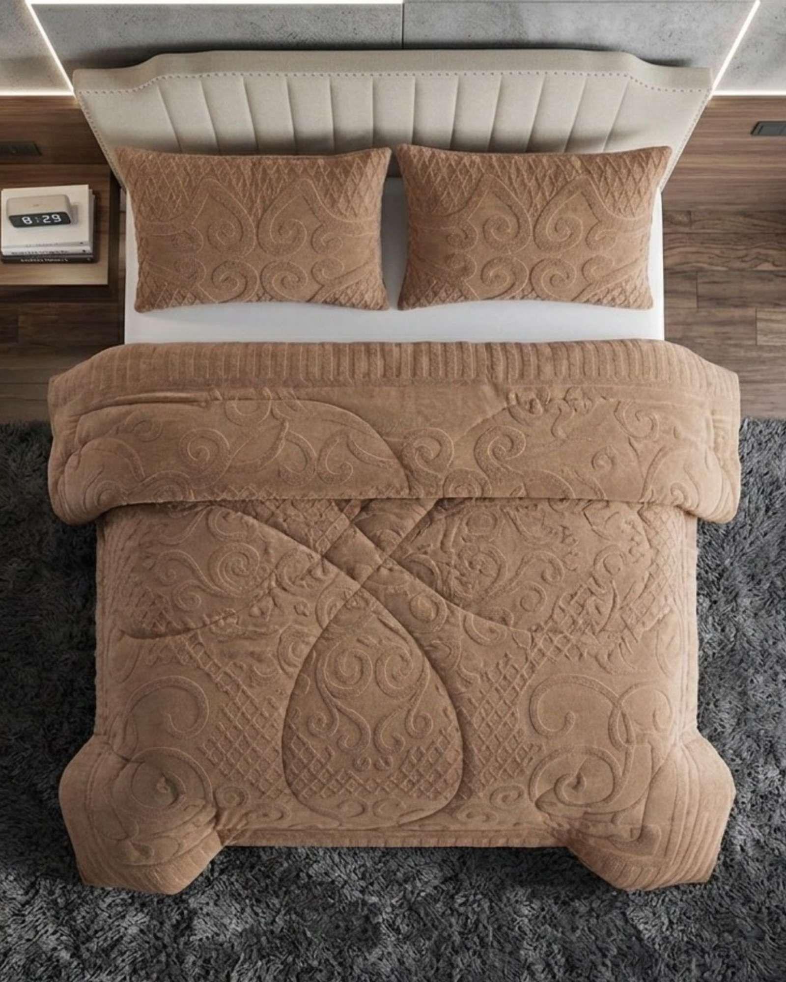 Cubrecama Edredon de Polar Ultra Suave Colección Confort Premium 2 Plazas A03-4