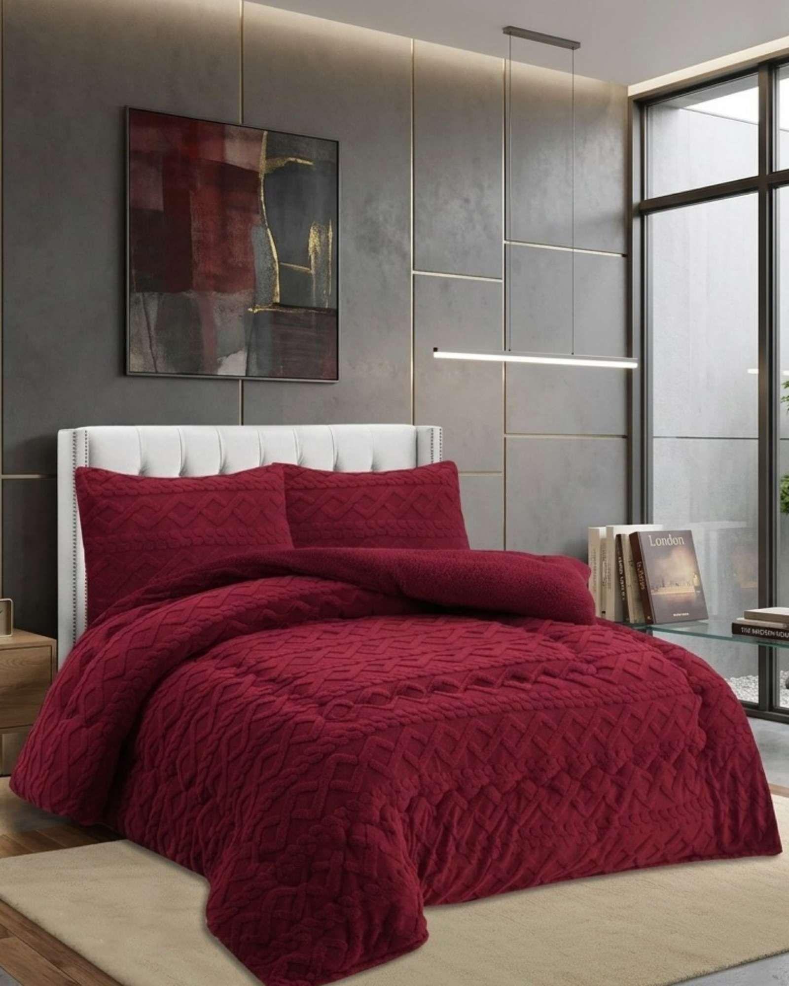 Juego de Cubrecama Sherpa con Relieve Trenzado  King A05-2