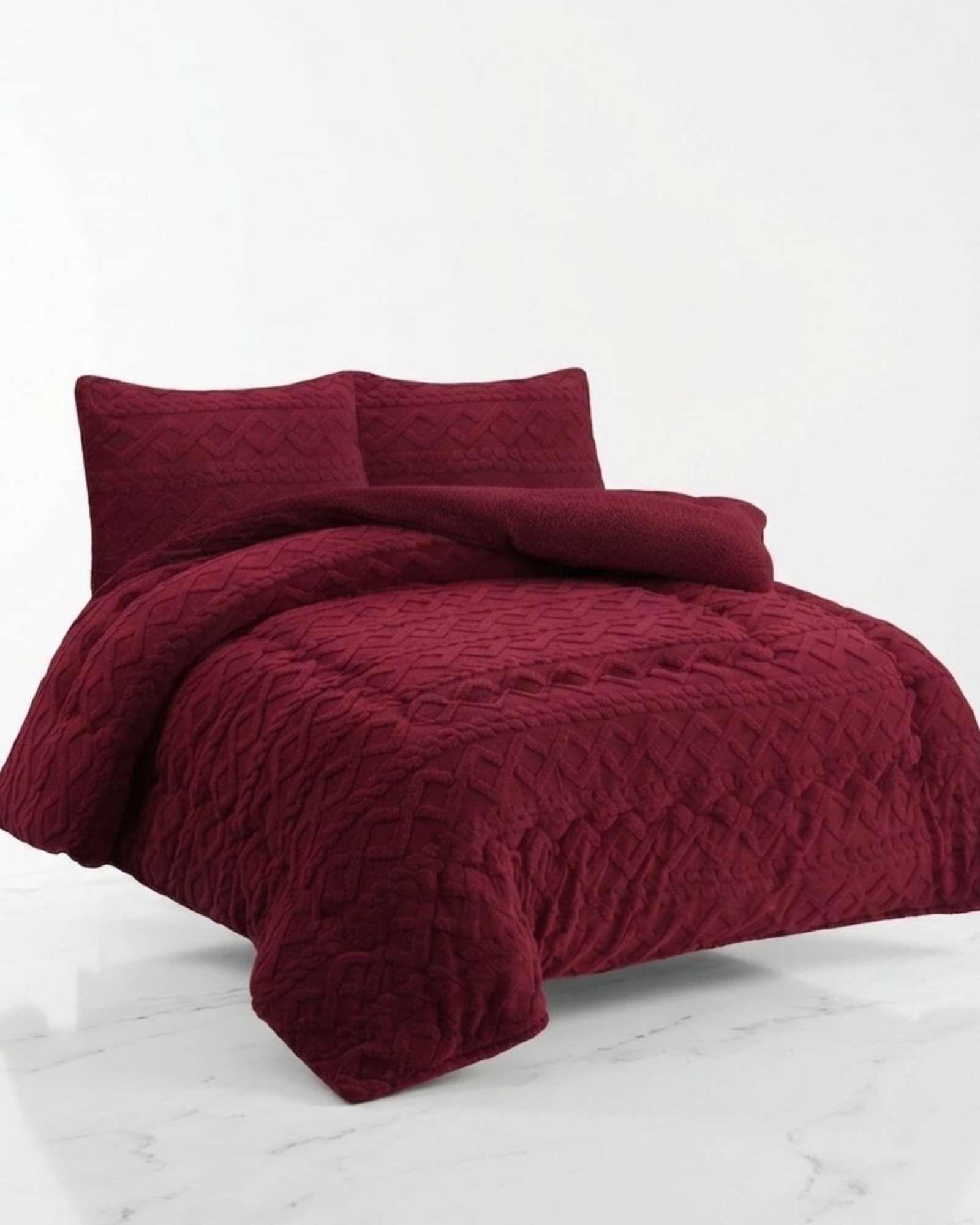 Juego de Cubrecama Sherpa con Relieve Trenzado  King A05-3