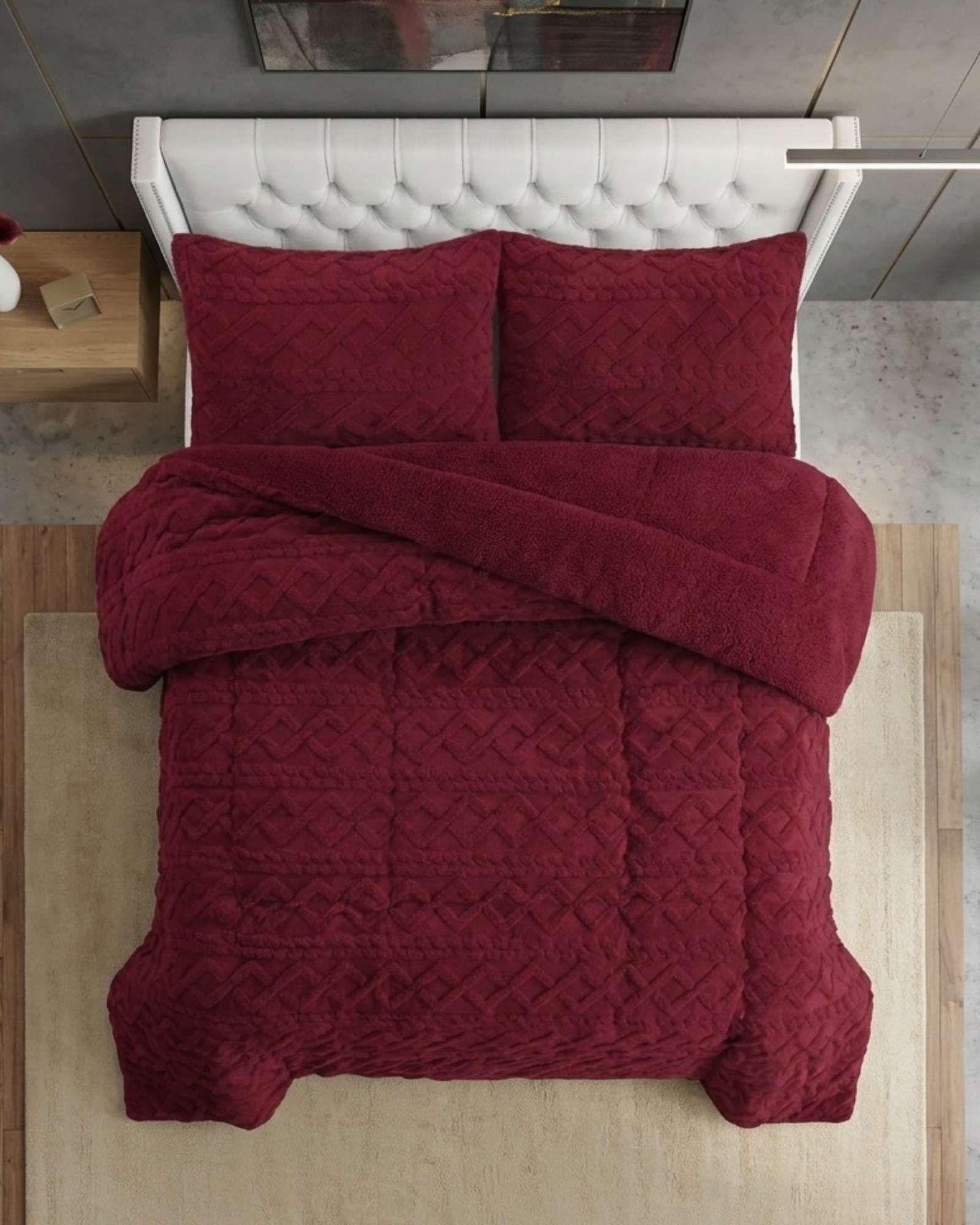 Juego de Cubrecama Sherpa con Relieve Trenzado  King A05-4