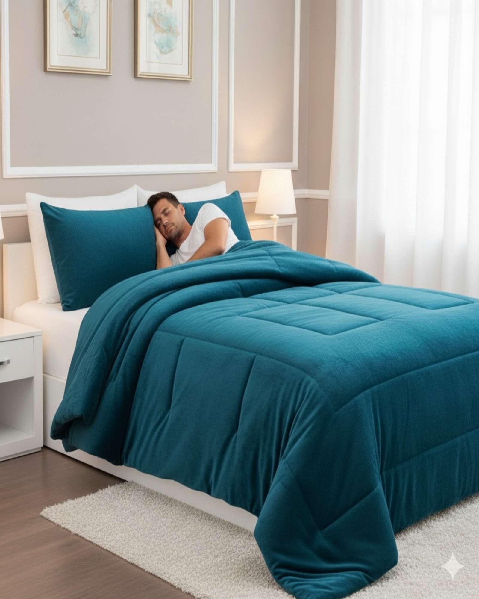 Cubrecama de invierno Plush y Chiporro azul King-4