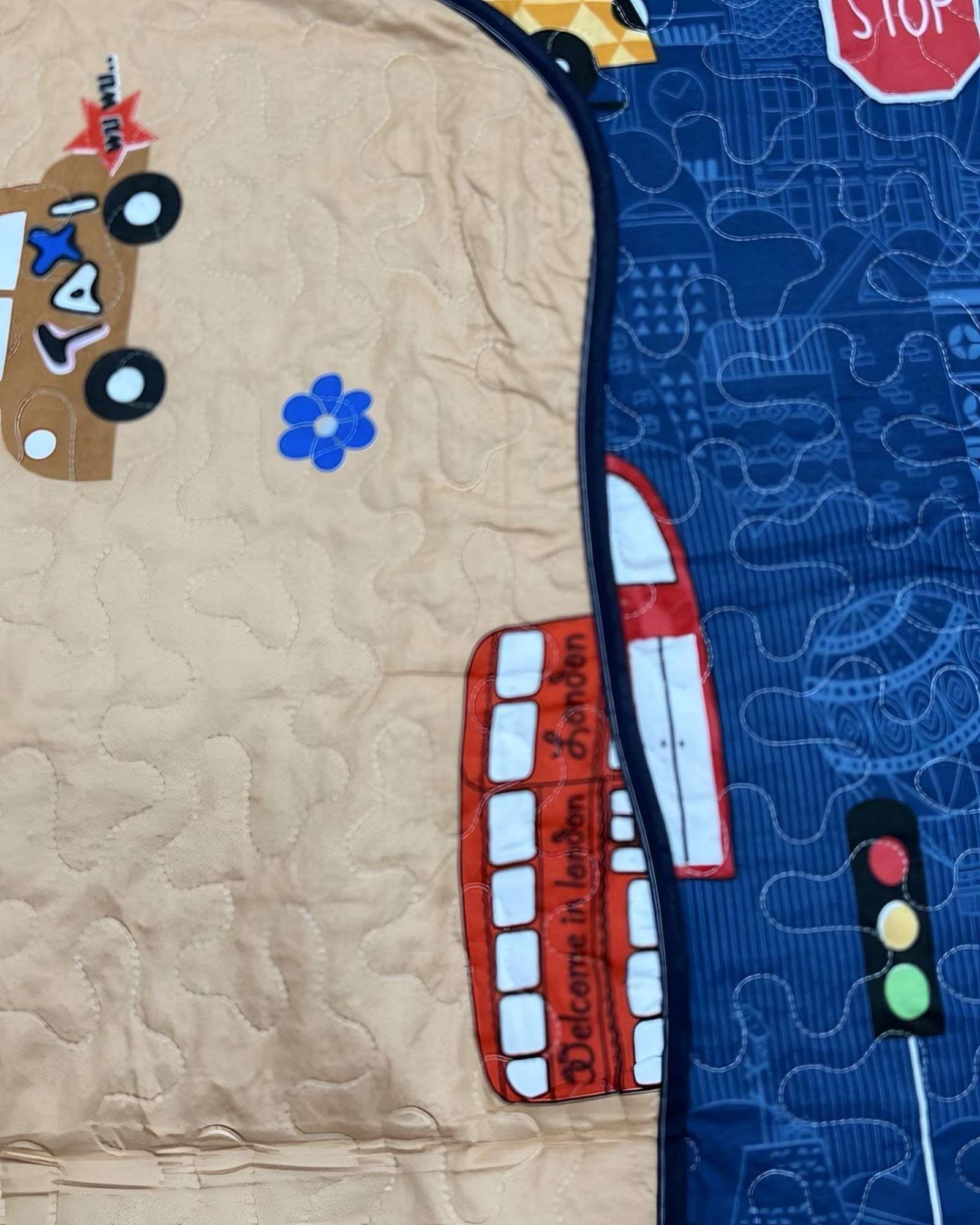 JUEGO DE SABANA MAS CUBRECAMA  DE VERANO INFANTIL PLAZA Y MEDIA 03-3