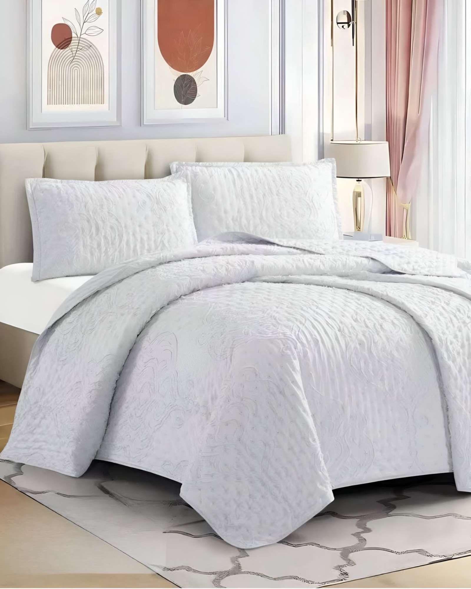 CUBRECAMA QUILT DELGADO TUFTING DE LUJO SUAVE KING M3-2