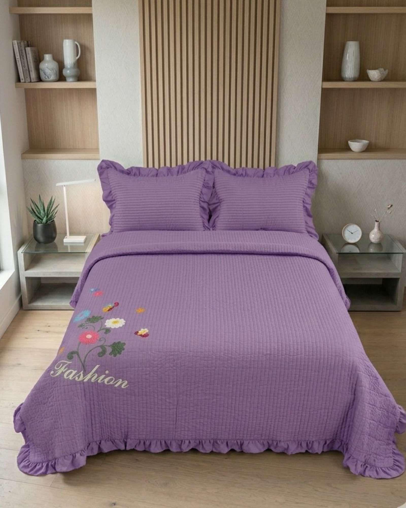 Quilt Cubrecama  Verano Estampado Floral con Bobos 2 Plazas09-3