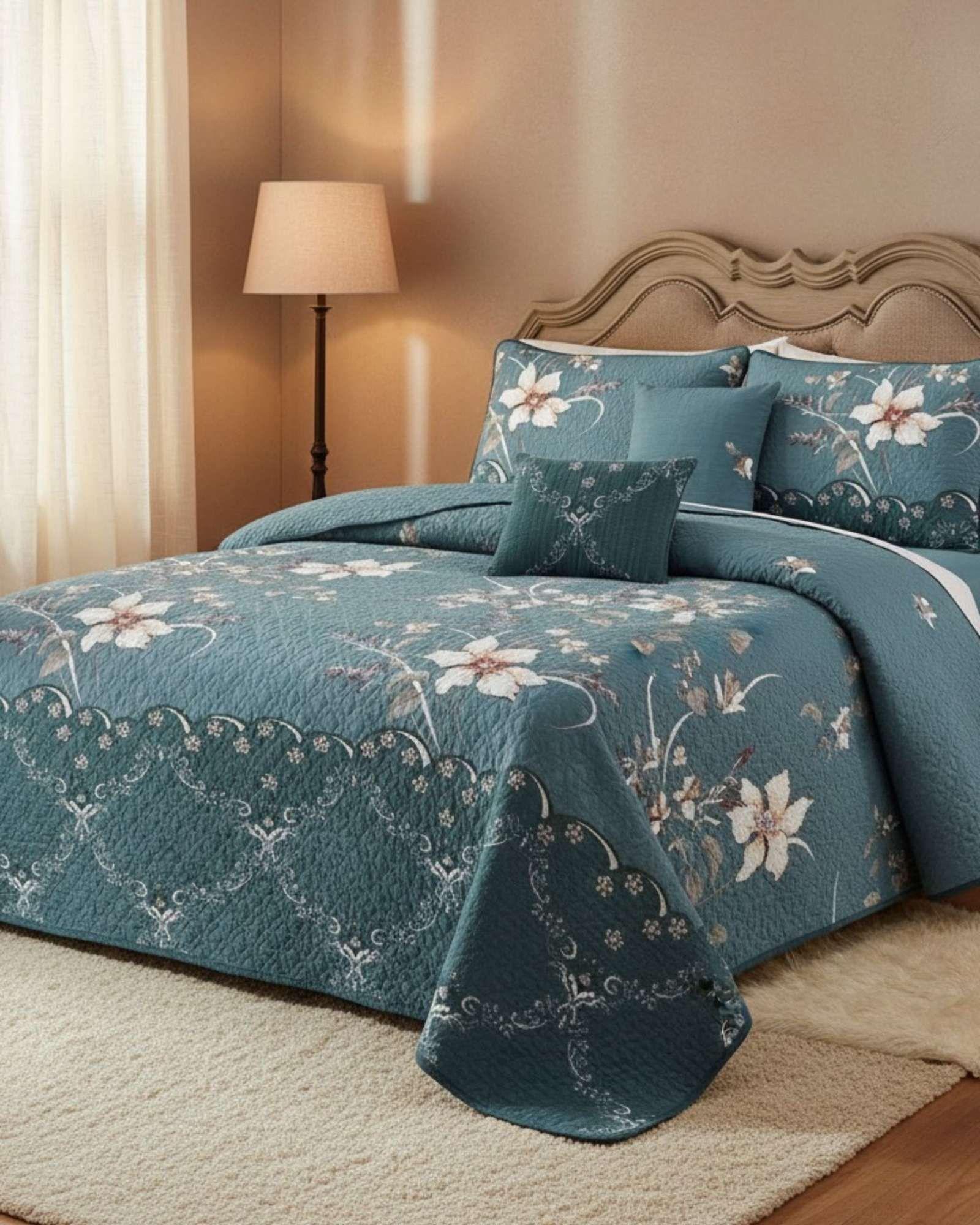 SABANA CON CUBRECAMA DE VERANO KING + 2 ALMOHADAS s80-2