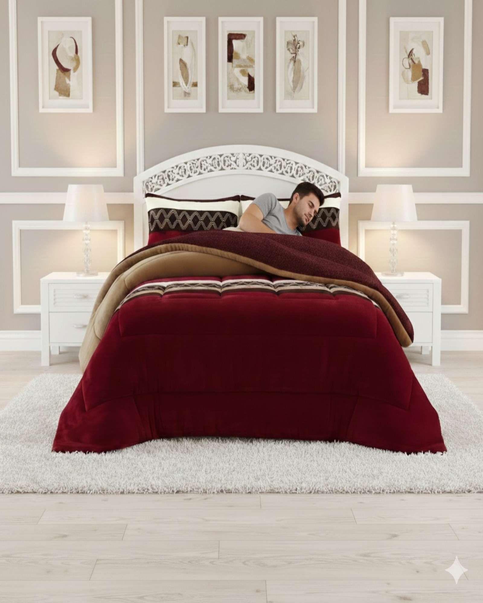 Cubrecama de invierno Plush con  Chiporro 2 Plazas burdeo-3