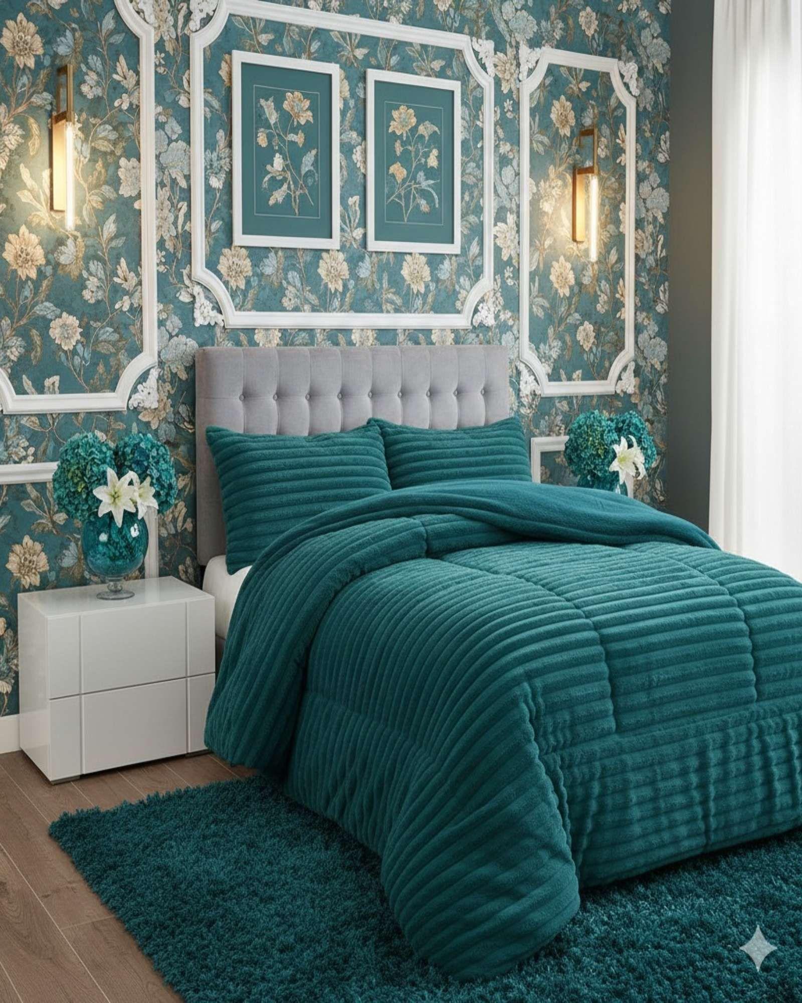 Cubrecama Premium Plush y Chiporro  Invierno 2 Plazas verde-3