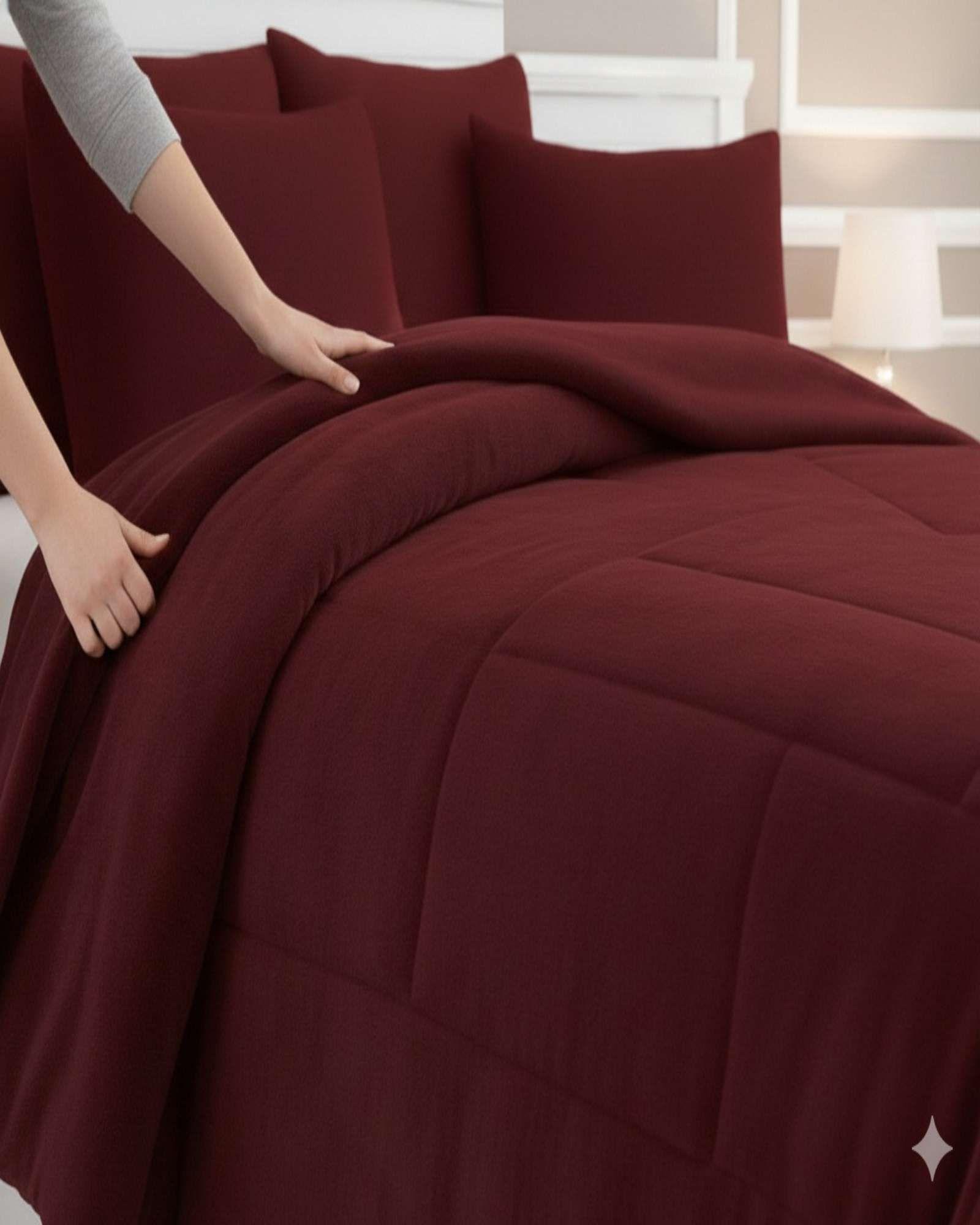 Cubrecama Premium Plush y Chiporro  Invierno King burdeo-2