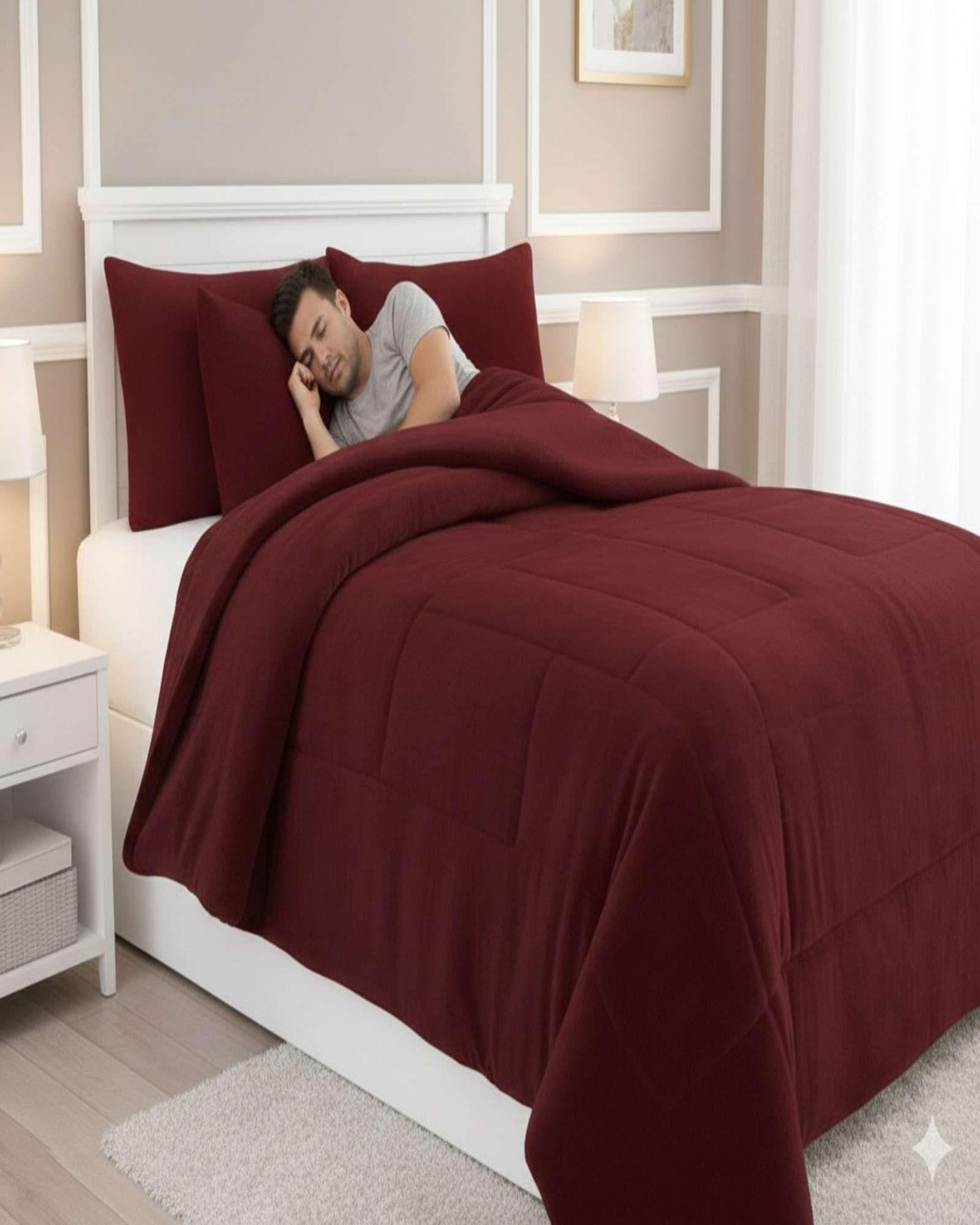 Cubrecama Premium Plush y Chiporro  Invierno King burdeo-3