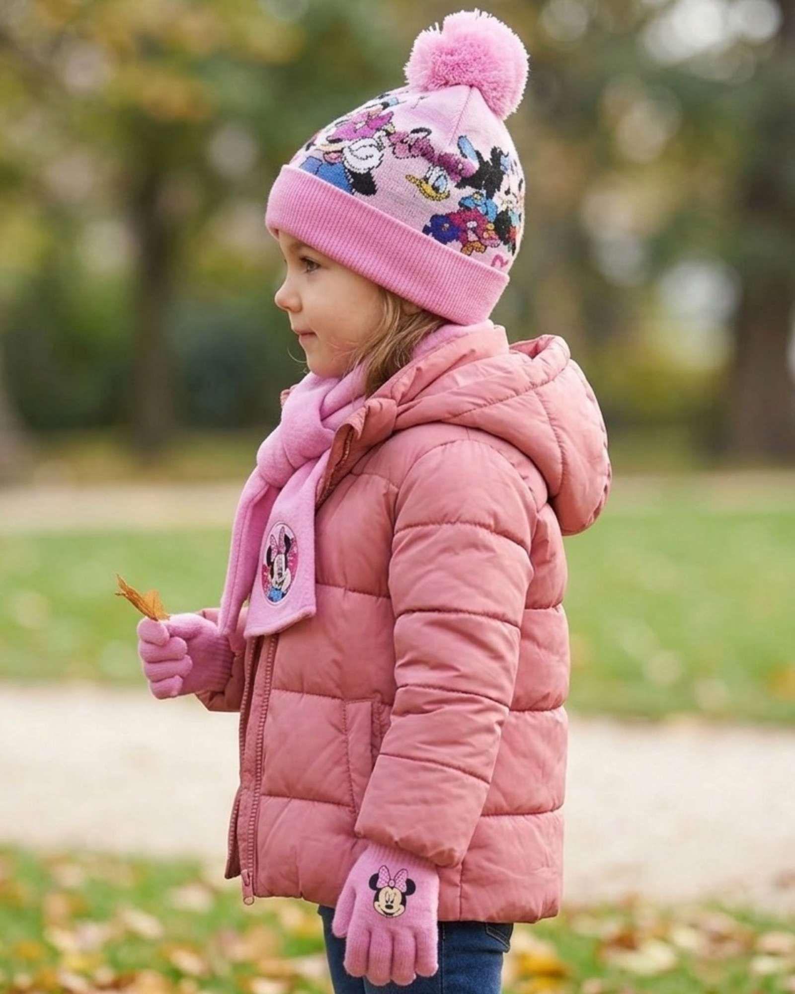 Set Invierno Niños niñas Gorro mas Bufanda y Guantes Térmico Minnie-2