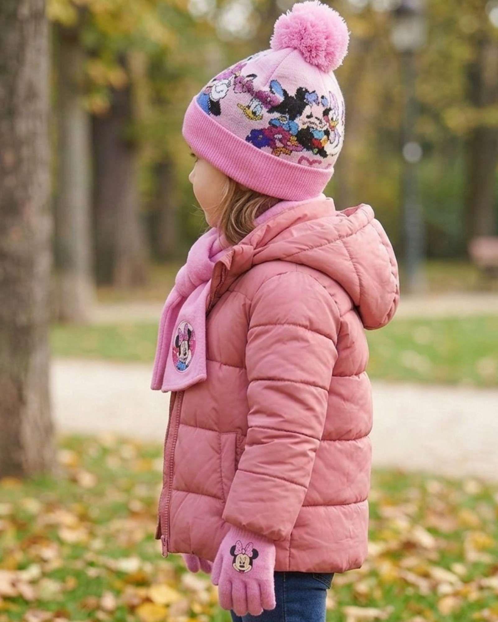 Set Invierno Niños niñas Gorro mas Bufanda y Guantes Térmico Minnie-3