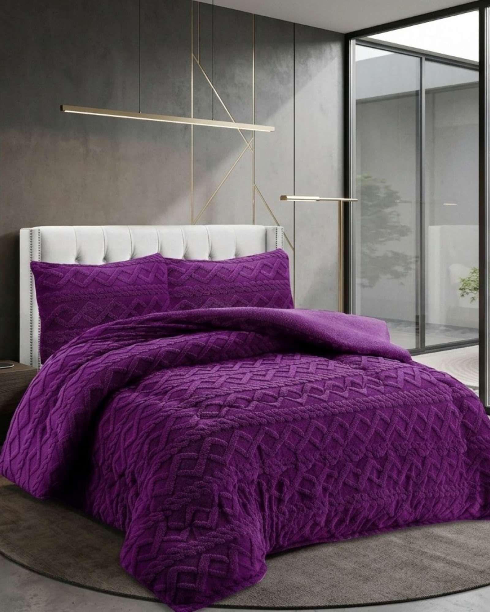 Juego de Cubrecama Sherpa con Relieve Trenzado  King A06-2