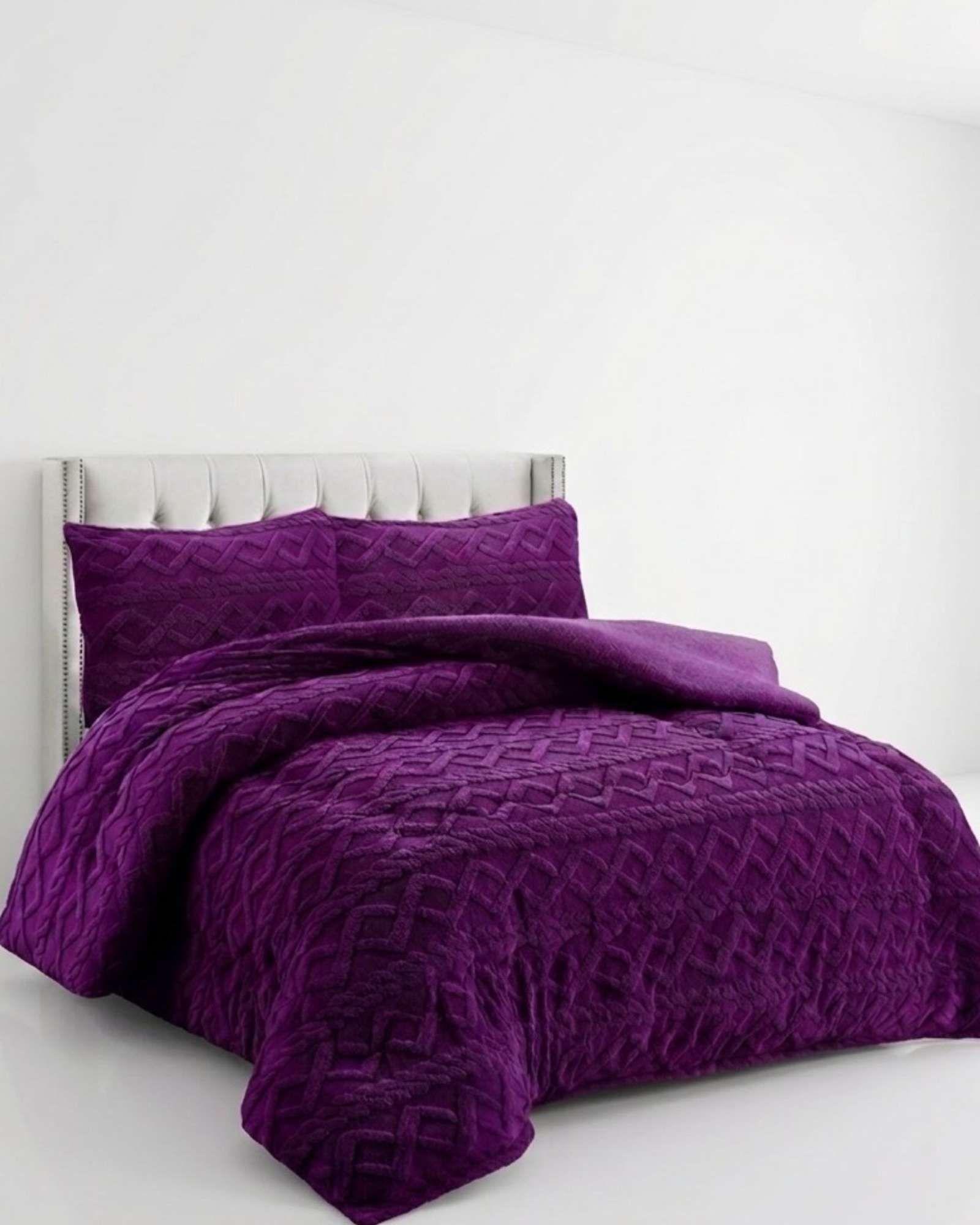 Juego de Cubrecama Sherpa con Relieve Trenzado  King A06-3