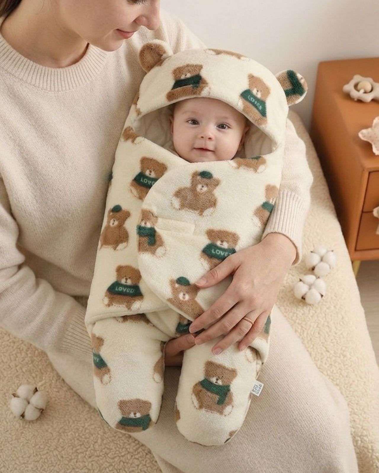 Saco de Dormir Mantita envolvente para Bebé con Capucha Ultra Suave 04-2