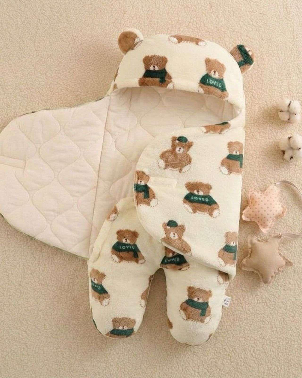 Saco de Dormir Mantita envolvente para Bebé con Capucha Ultra Suave 04-4