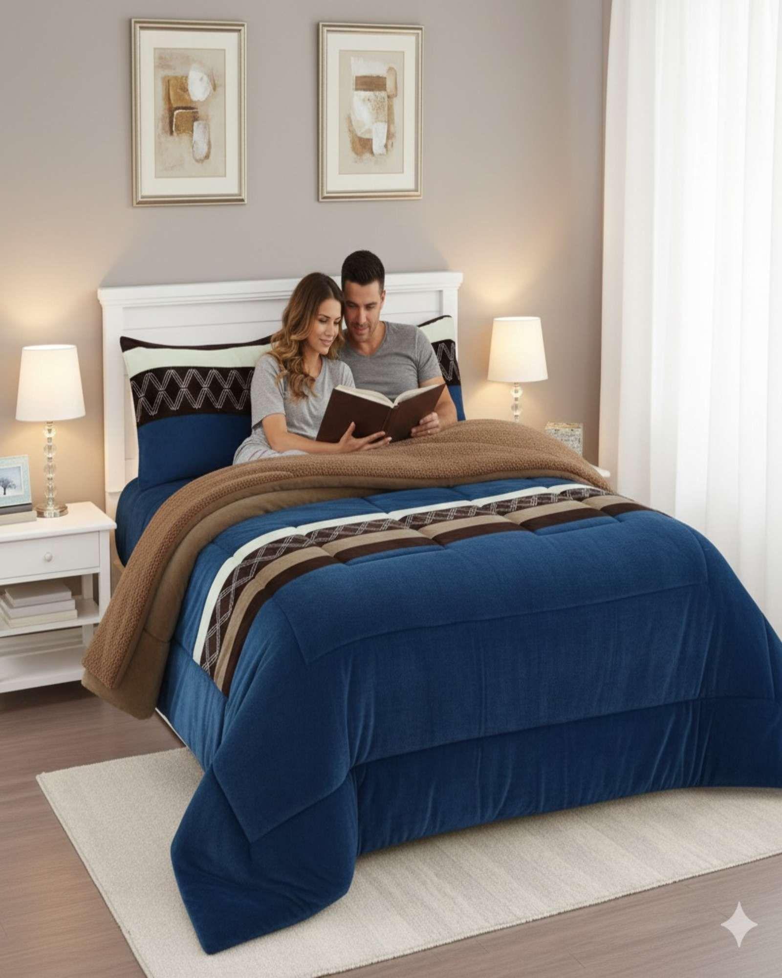 Cubrecama Premium Plush y Chiporro color azul King-4