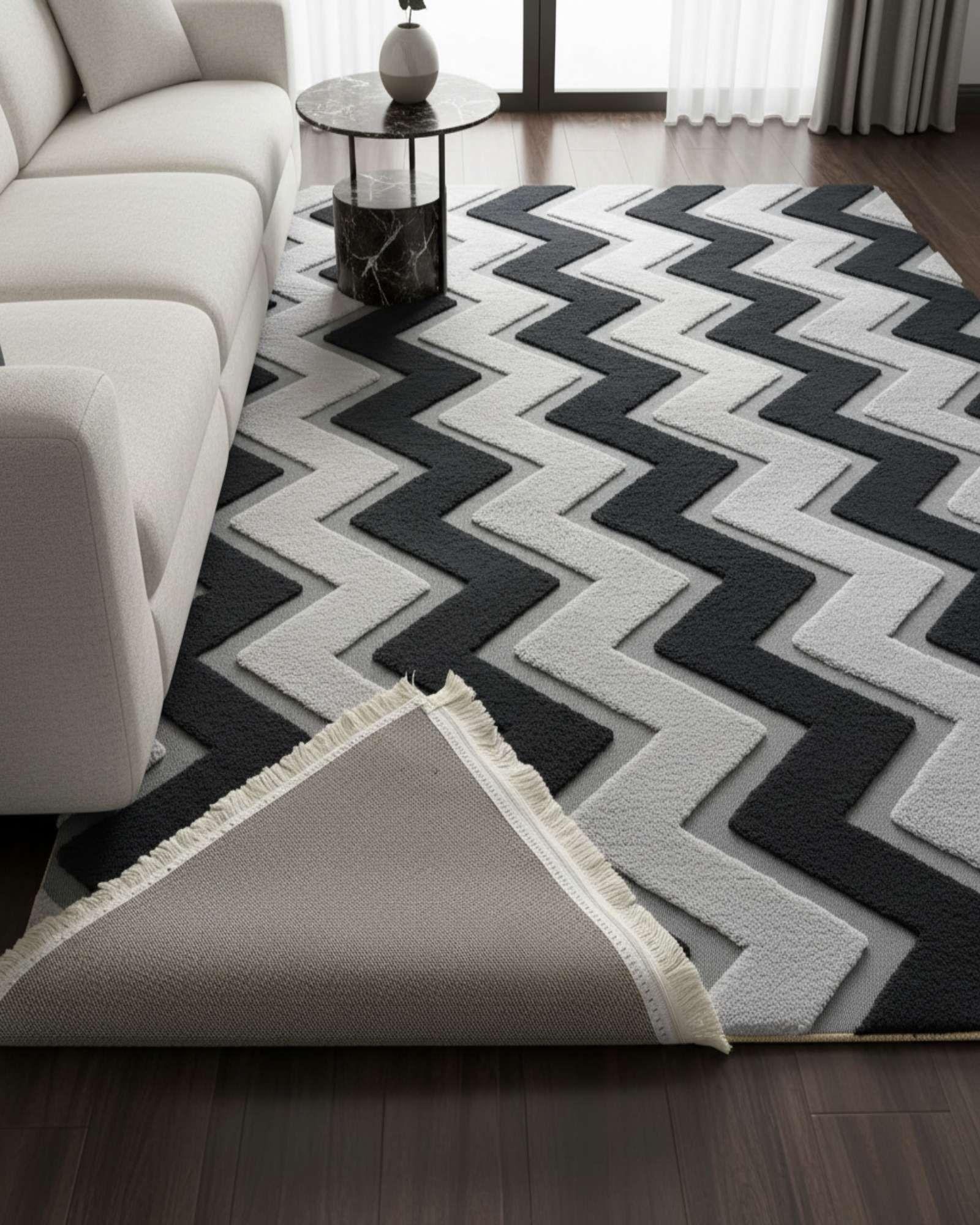 ALFOMBRA TEXTURIZADA DISEÑO JACQUARD ANTIDESLIZANTE 200X240 CMC A02-4