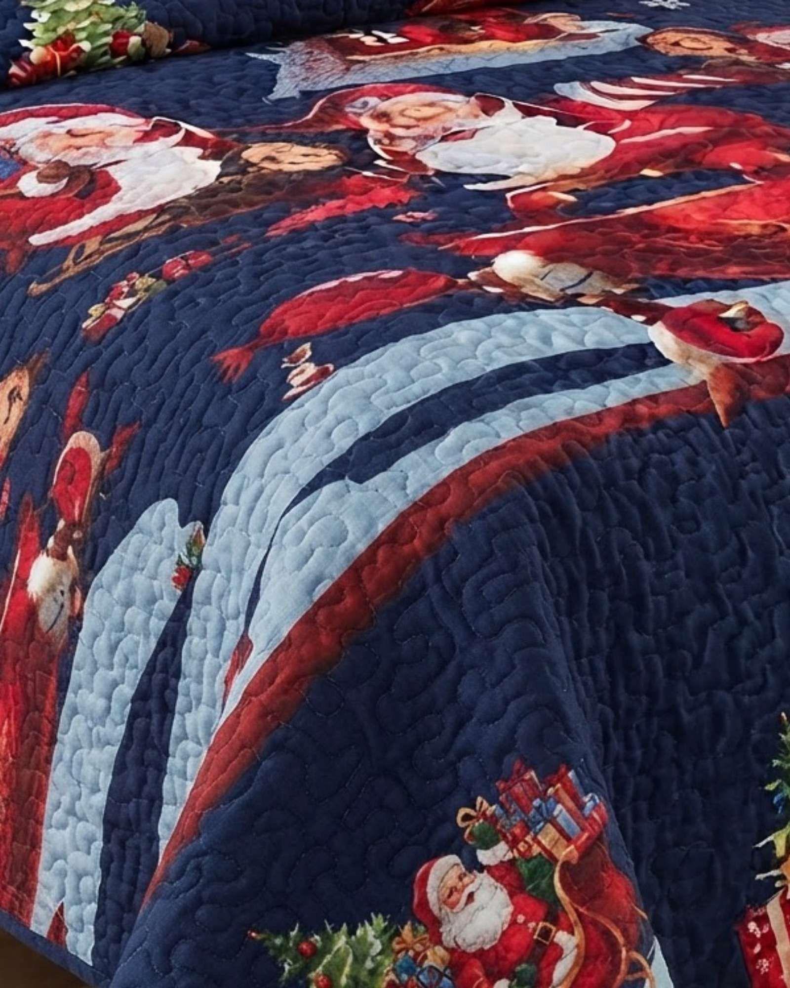 Cubrecama Quilt Navideño Plaza Y Media Mas Funda C3-1