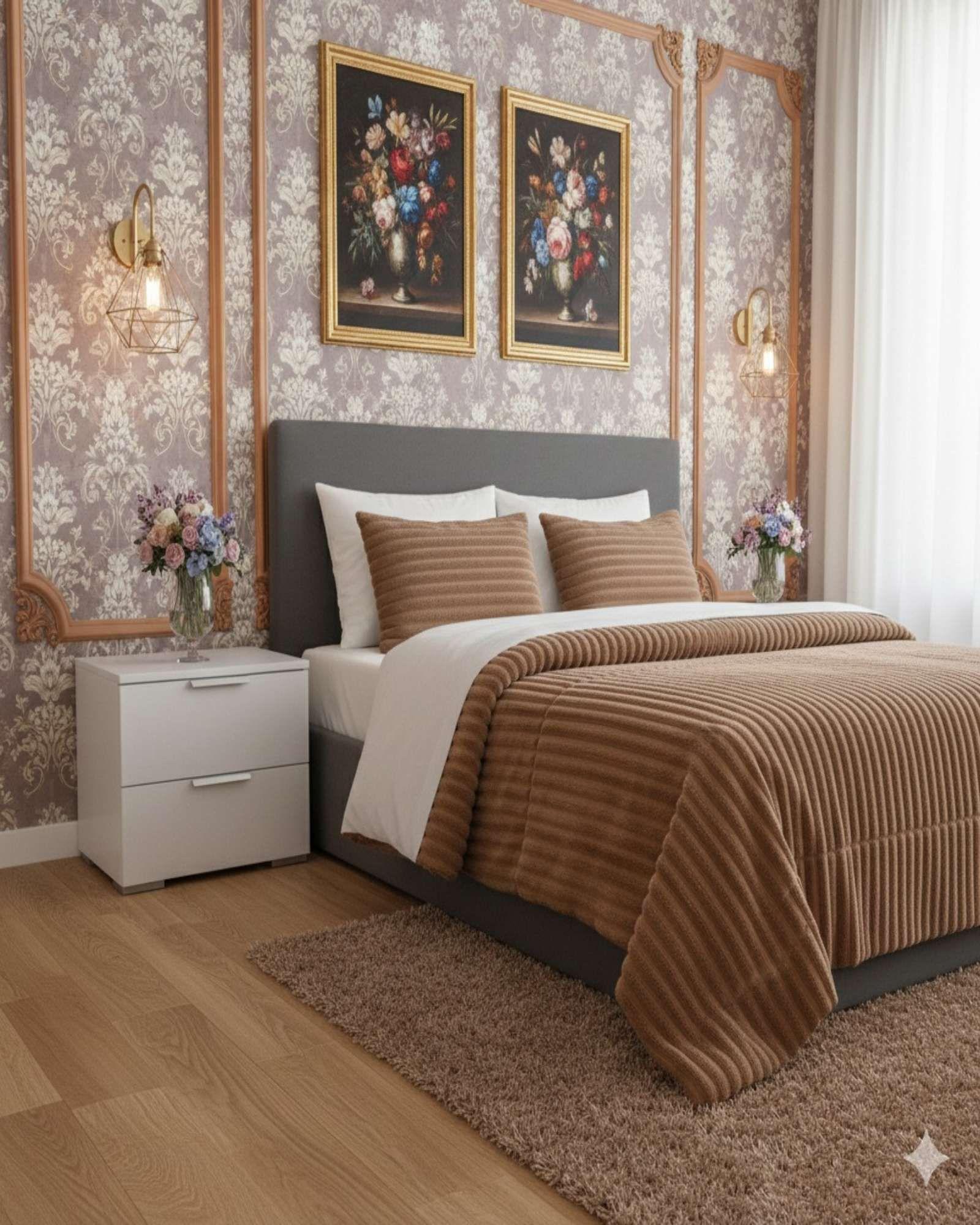 Cubrecama Premium Plush y Chiporro  Invierno 2 Plazas beige-3