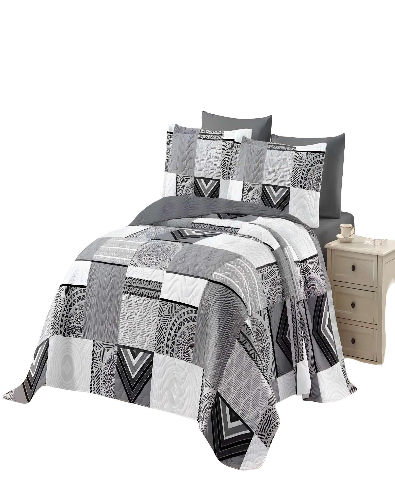 CUBRECAMA CON DISEÑOS  KING 250 X 270 CM + 2 ALMOHADAS P20-2