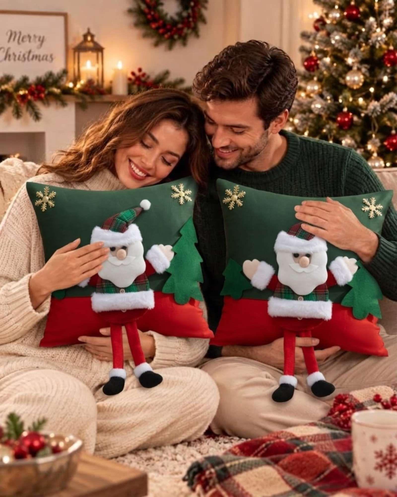 Pack de 2 Fundas para Cojin Navidad  45x45 cm Relieve 3D A10-1