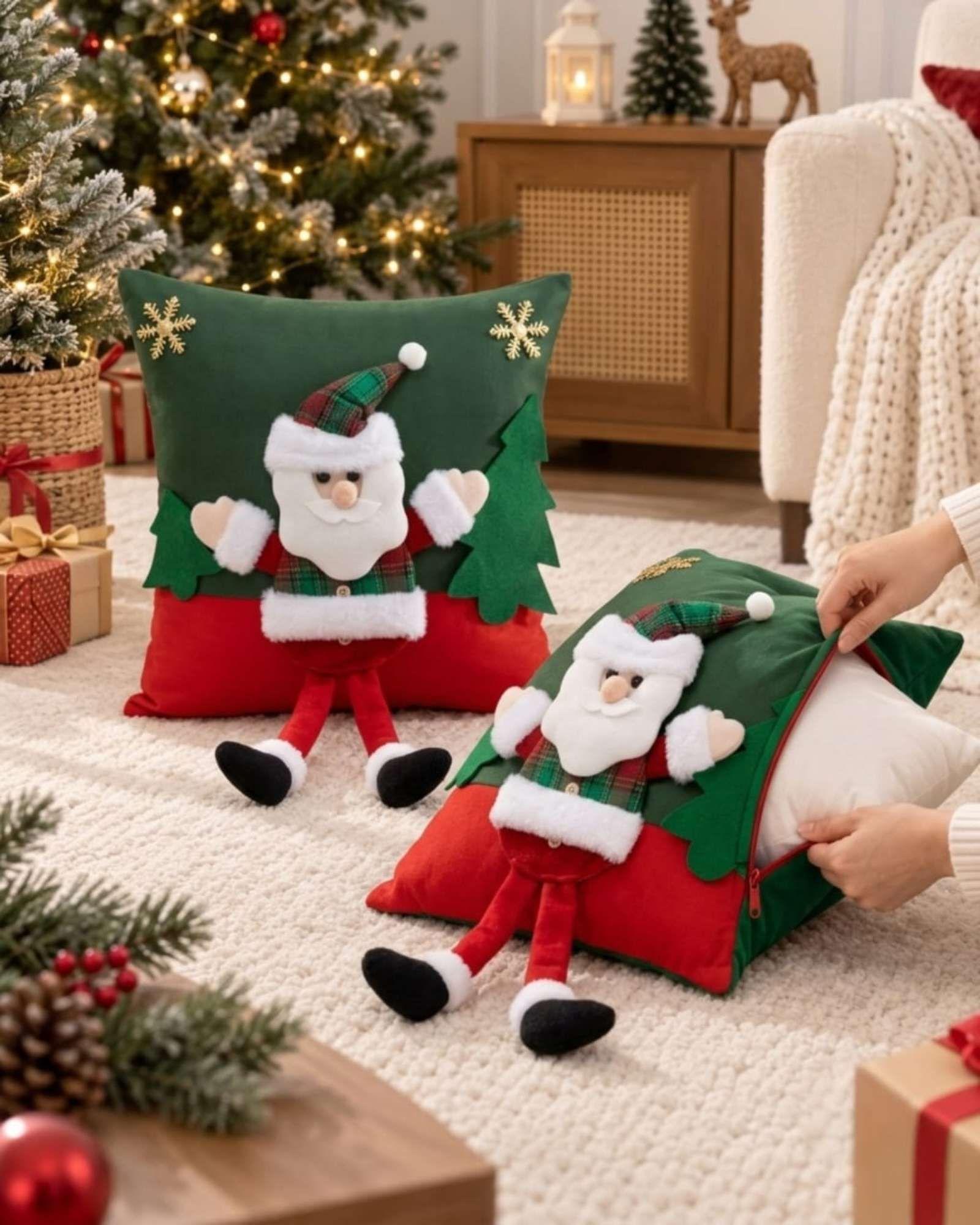 Pack de 2 Fundas para Cojin Navidad  45x45 cm Relieve 3D A10-5