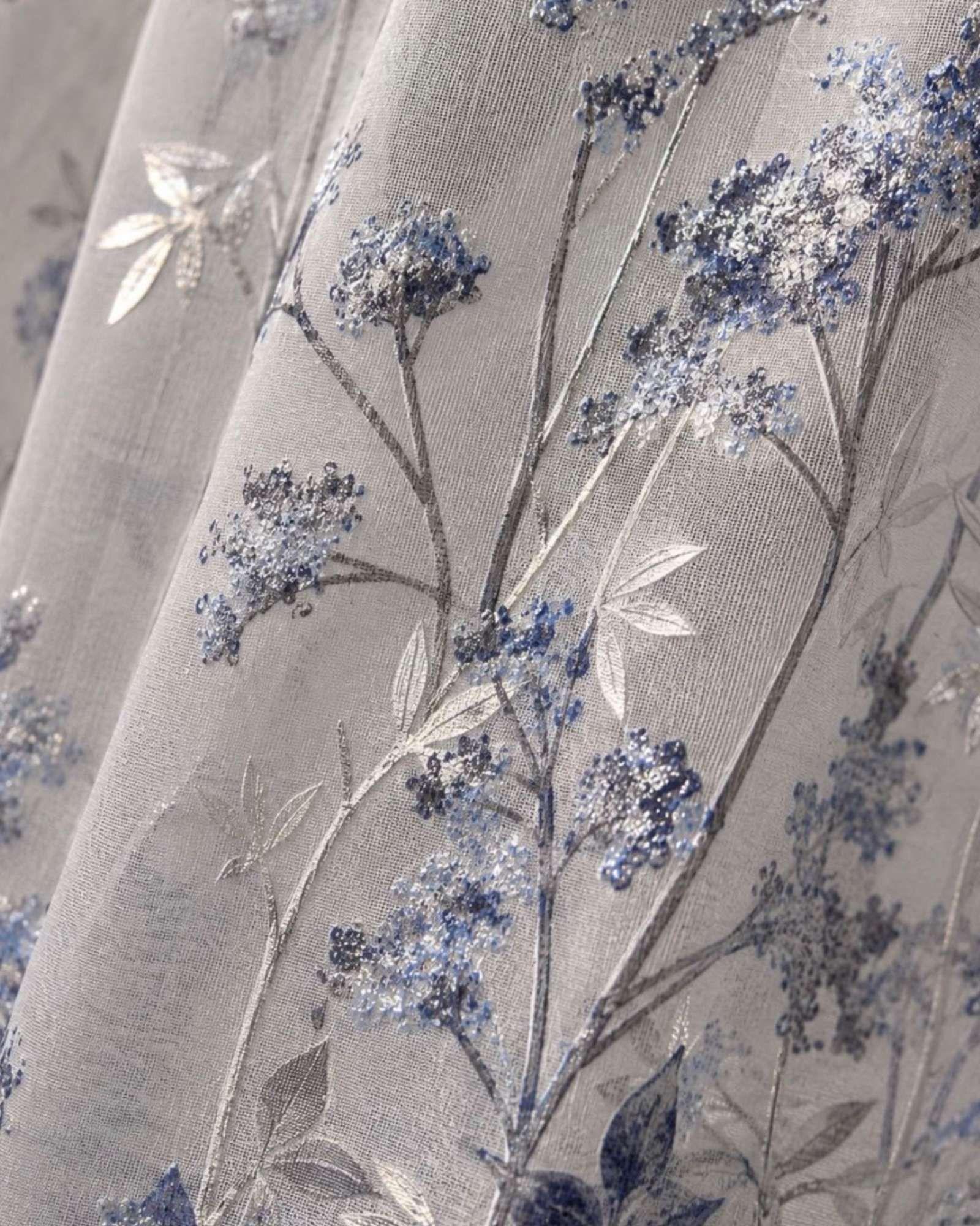Cortina Visillo Translúcida con Estampado Floral para Living y Dormitorio-6