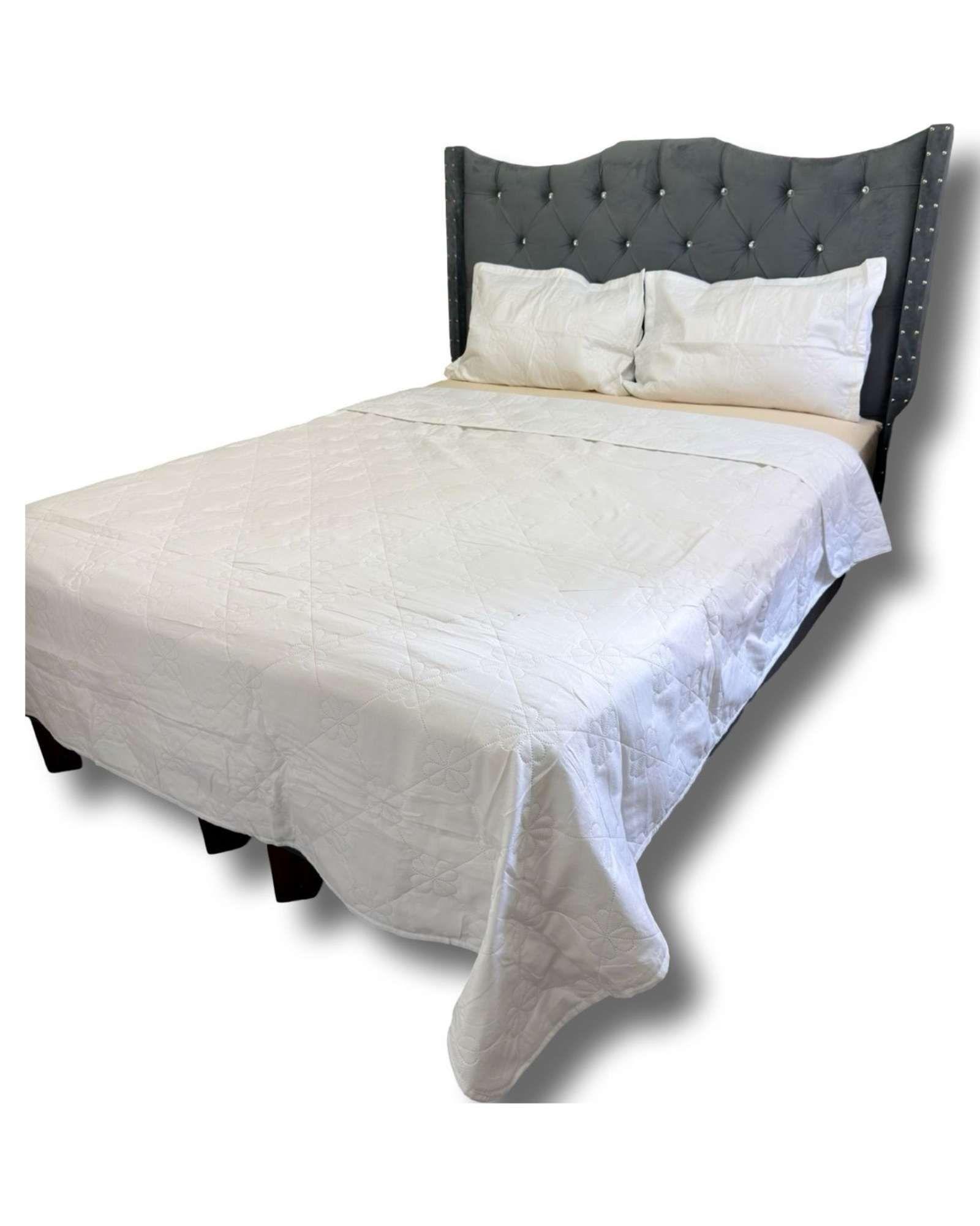 CUBRECAMA QUILT DE LUJO VERANO DELGADO PLAZA Y MEDIA BLANCO INVIERNO-1
