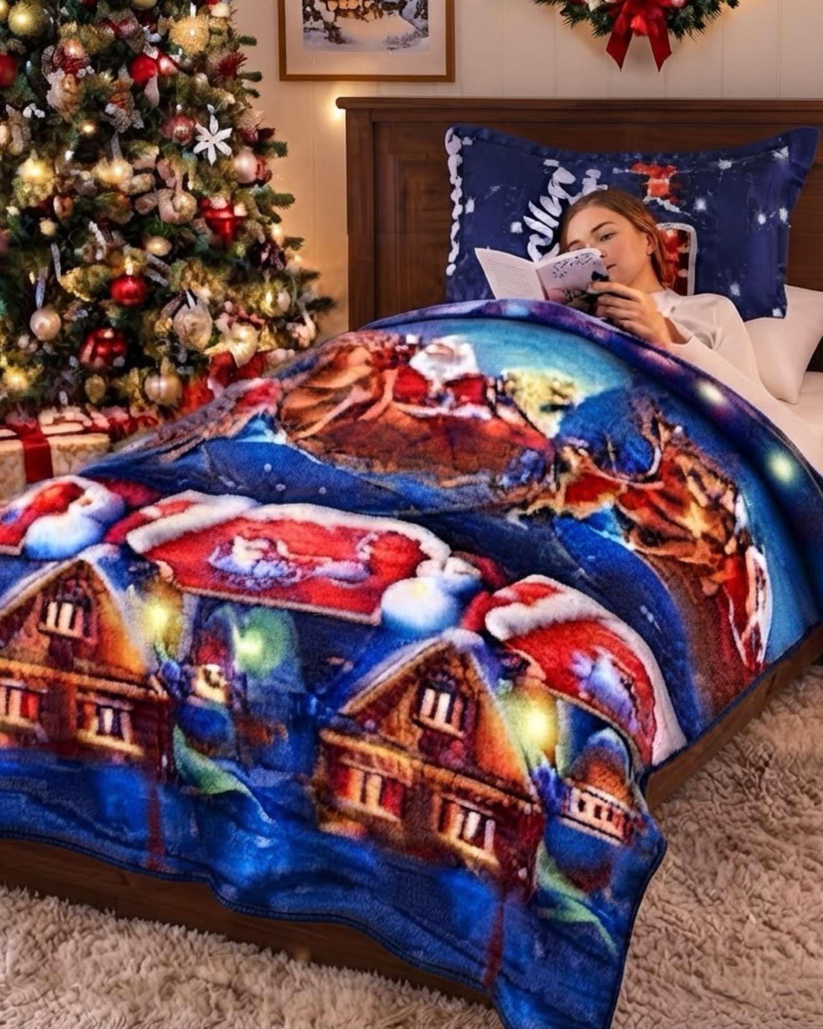 Cubrecama Quilt Navideño Plaza Y Media Mas Funda C1-2