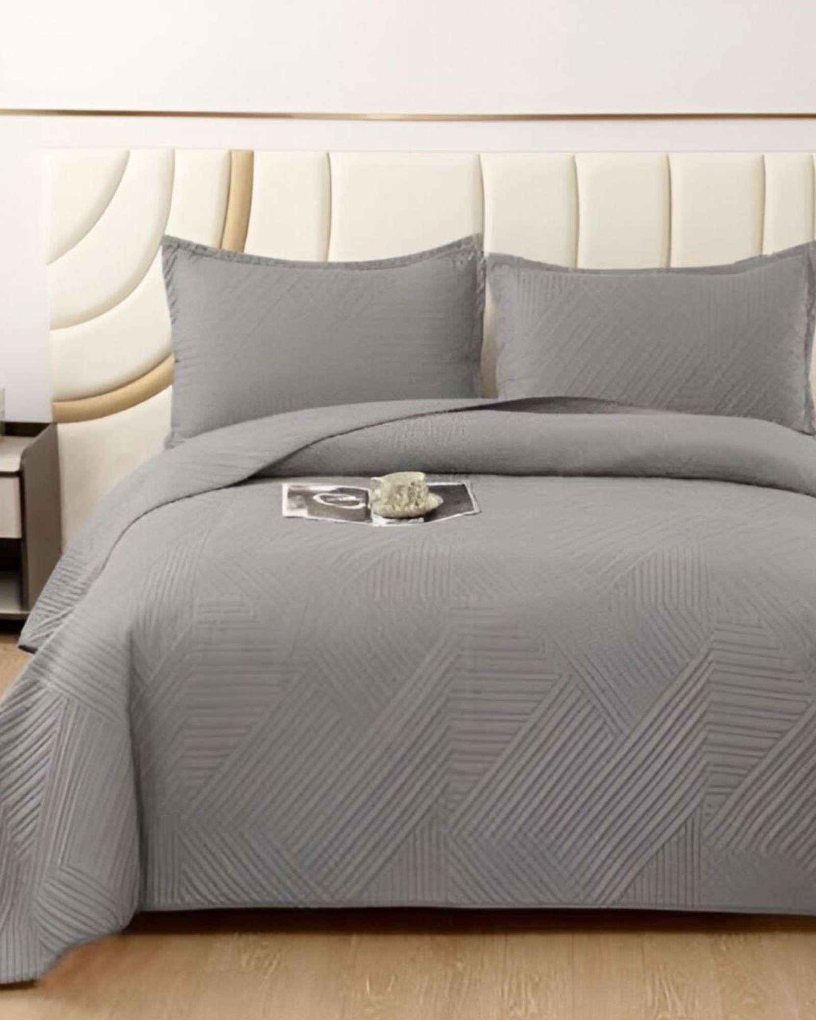 COBERTOR DE LUJO QUILT VERANO KING - SUPER KING GRIS-0