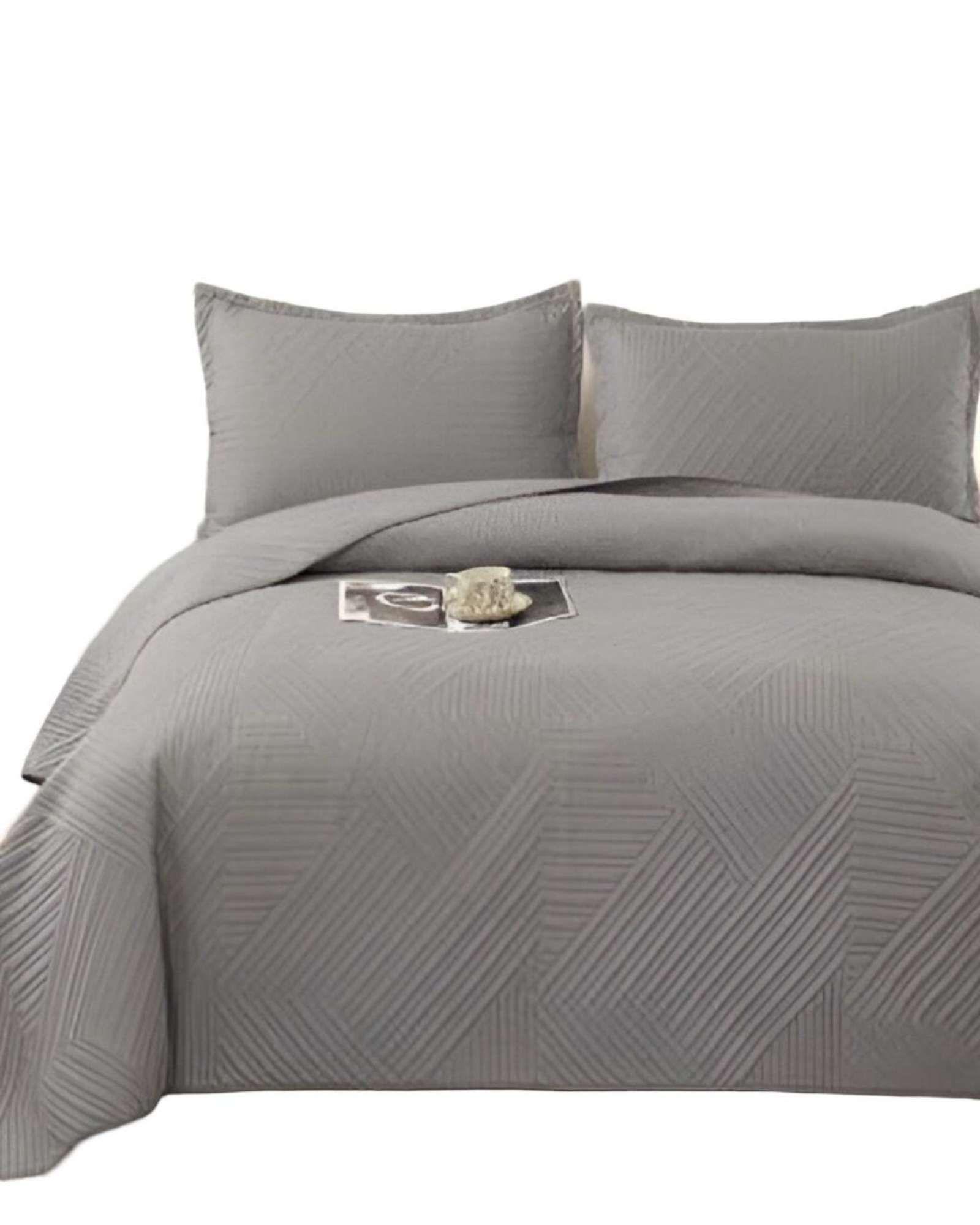 COBERTOR DE LUJO QUILT VERANO KING - SUPER KING GRIS-3