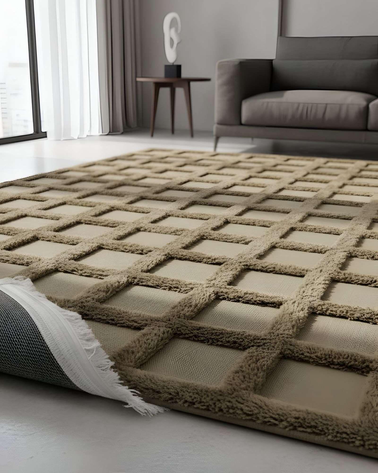 ALFOMBRA JACQUARD TEXTURIZADA CON DISEÑO Y FLECOS 200X240 CM A15-3