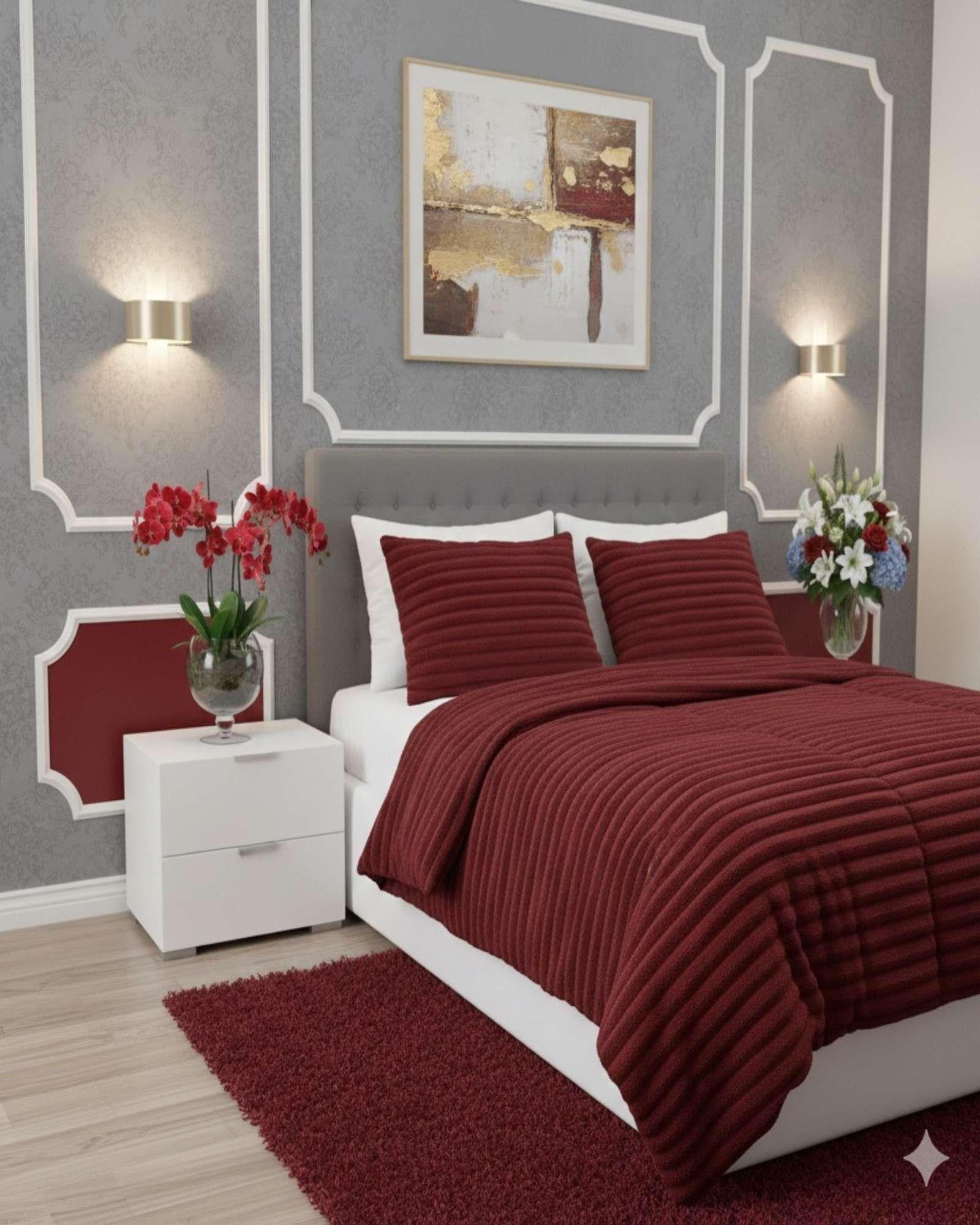 Cubrecama Premium Plush y Chiporro  Invierno 2 Plazas burdeo-4