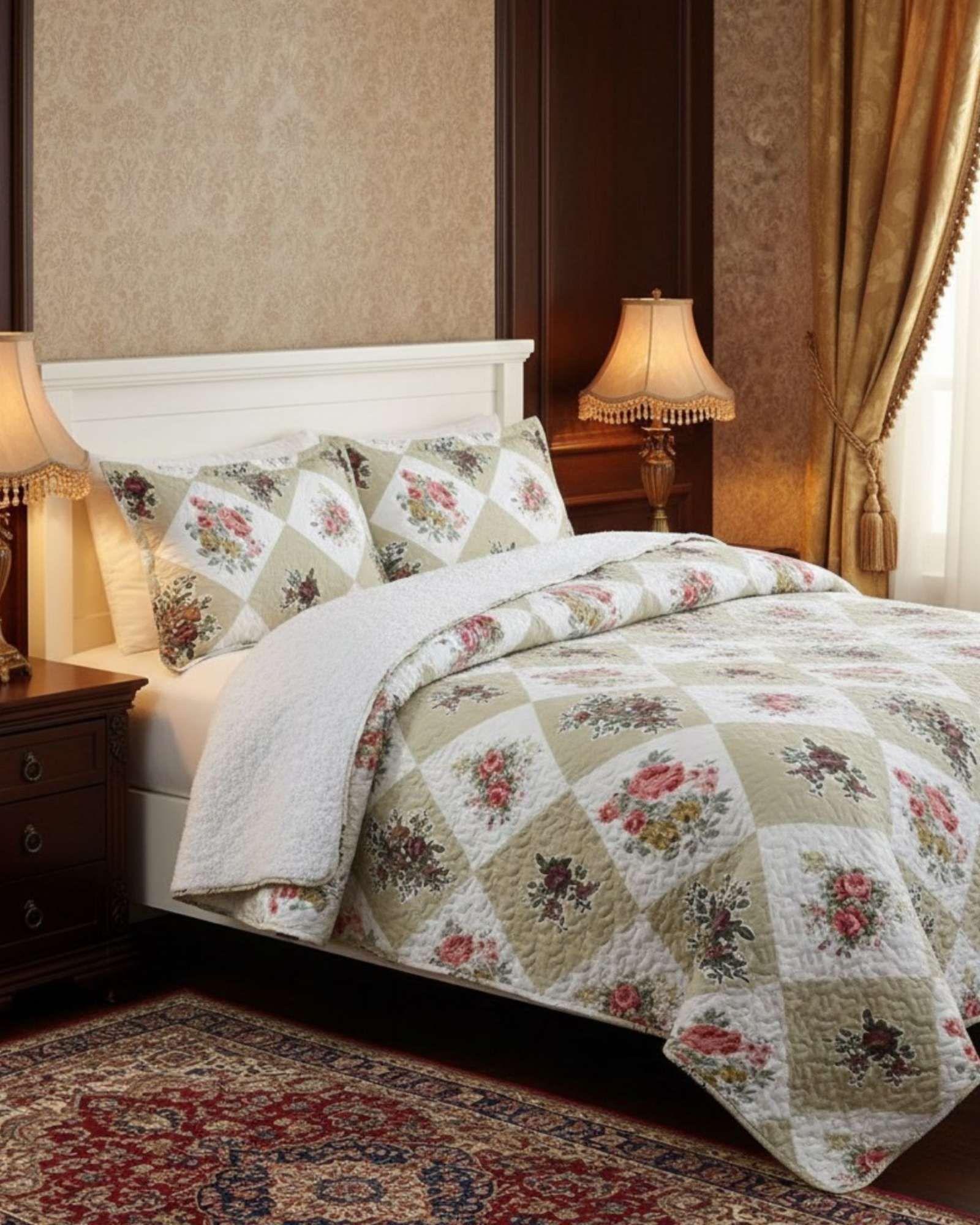 CUBRECAMA QUILT CON SHERPA 2 PLAZA 230 CM X 250 CM B08-3