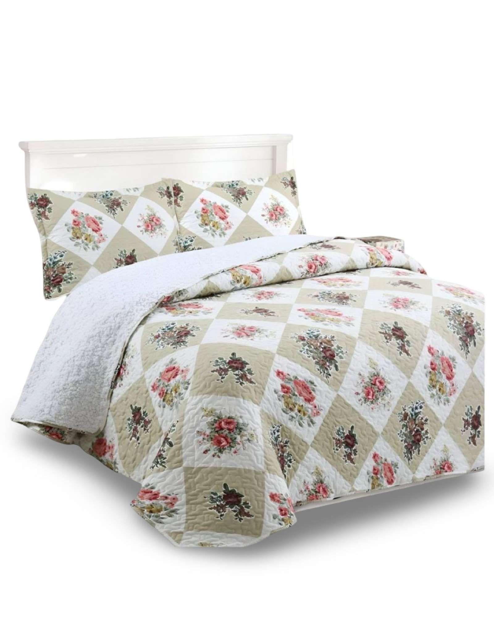 CUBRECAMA QUILT CON SHERPA 2 PLAZA 230 CM X 250 CM B08-4