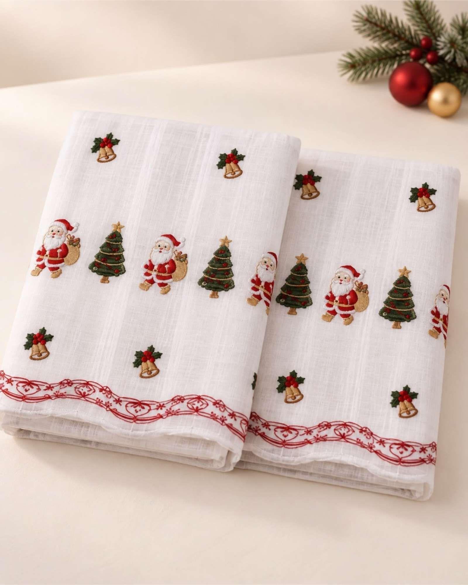 Set 2 Paños Cortina Visillo Navideña 140 x 230 cm con Ojales A3-5
