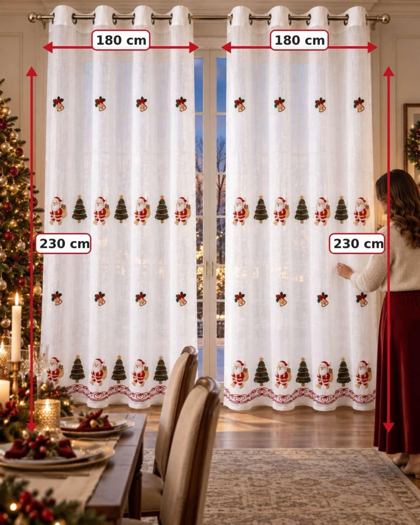 Set 2 Paños Cortina Visillo Navideña 140 x 230 cm con Ojales A3-6