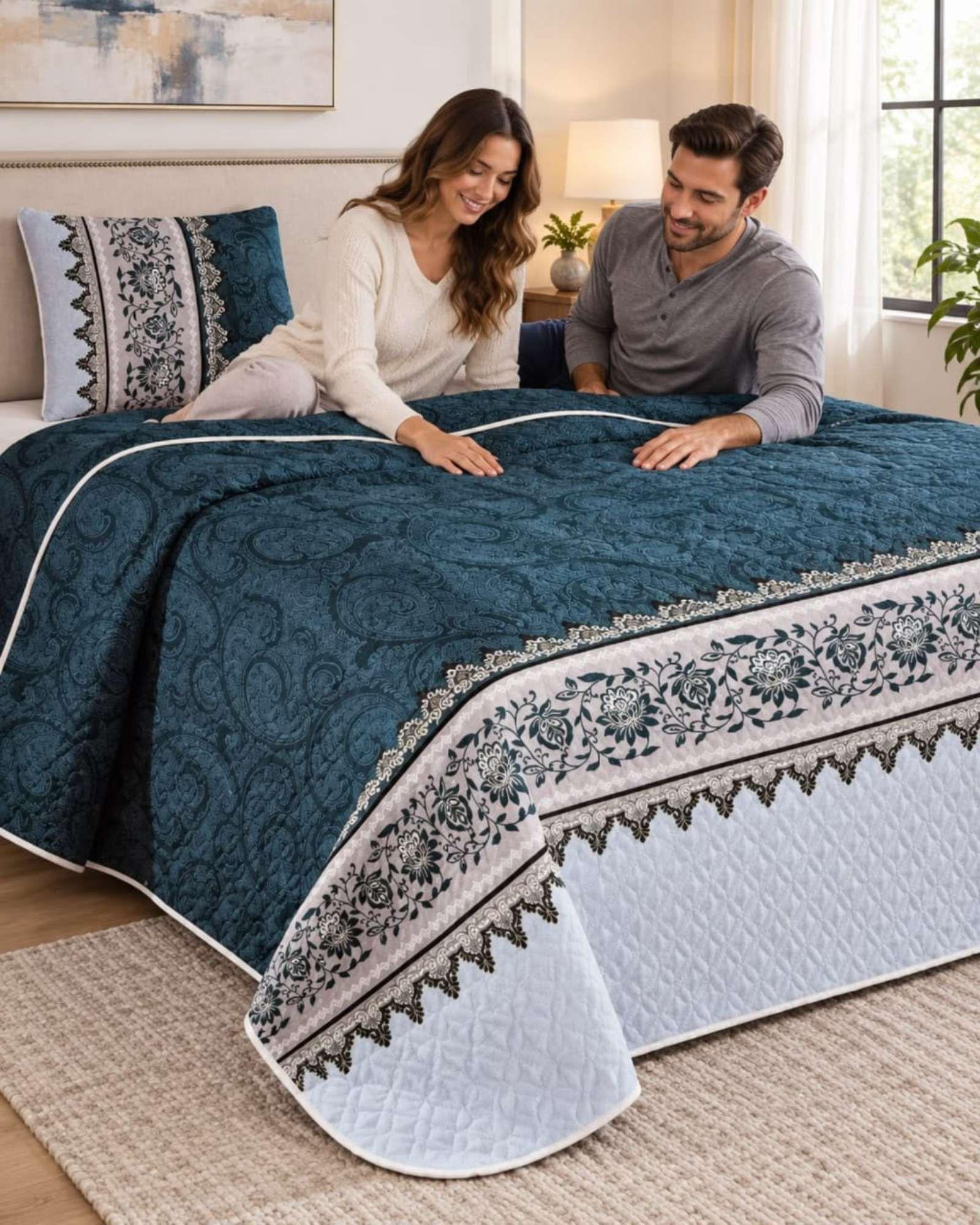 Cubrecama Quilt de Plaza y Media Con Funda De Almohada C10-5
