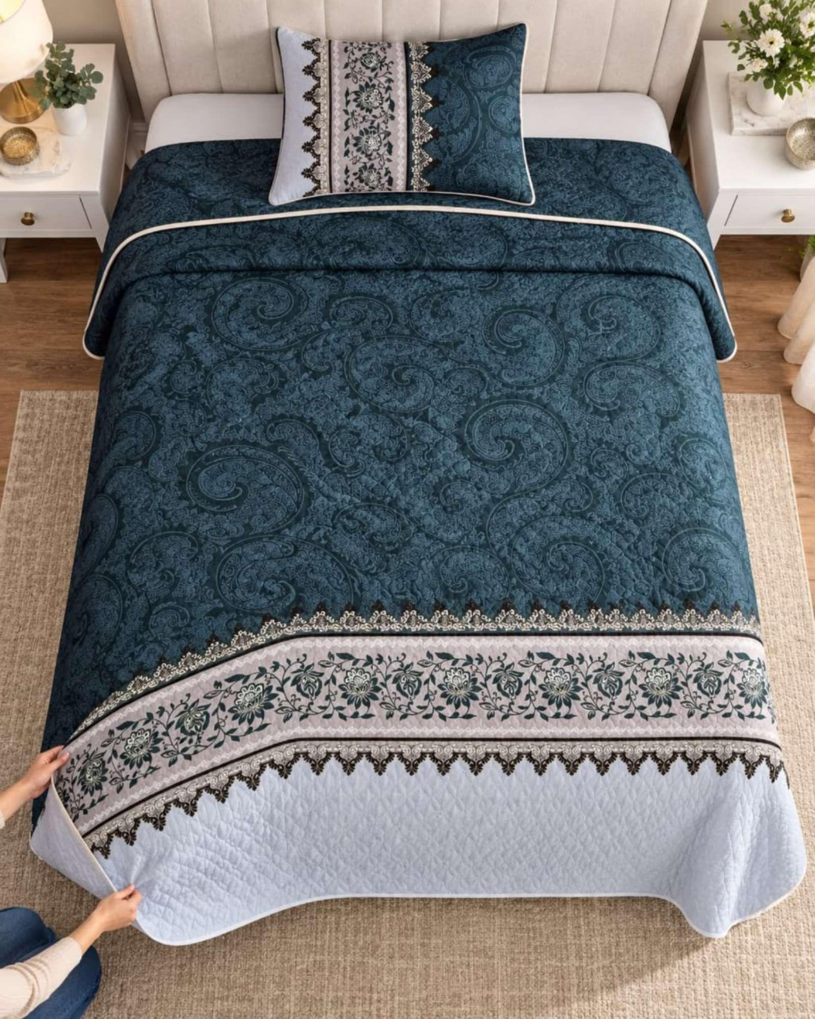 Cubrecama Quilt de Plaza y Media Con Funda De Almohada C10-3