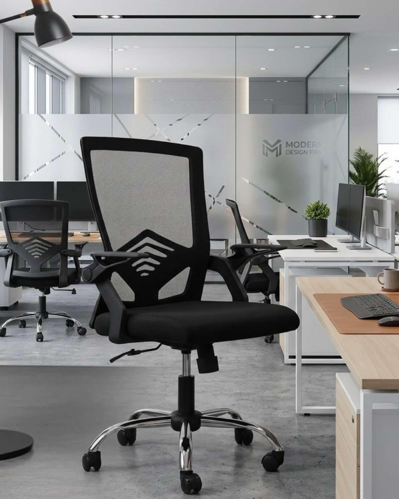 Silla de Oficina Ergonómica con Apoyabrazos Reclinables y Soporte Lumbar-2