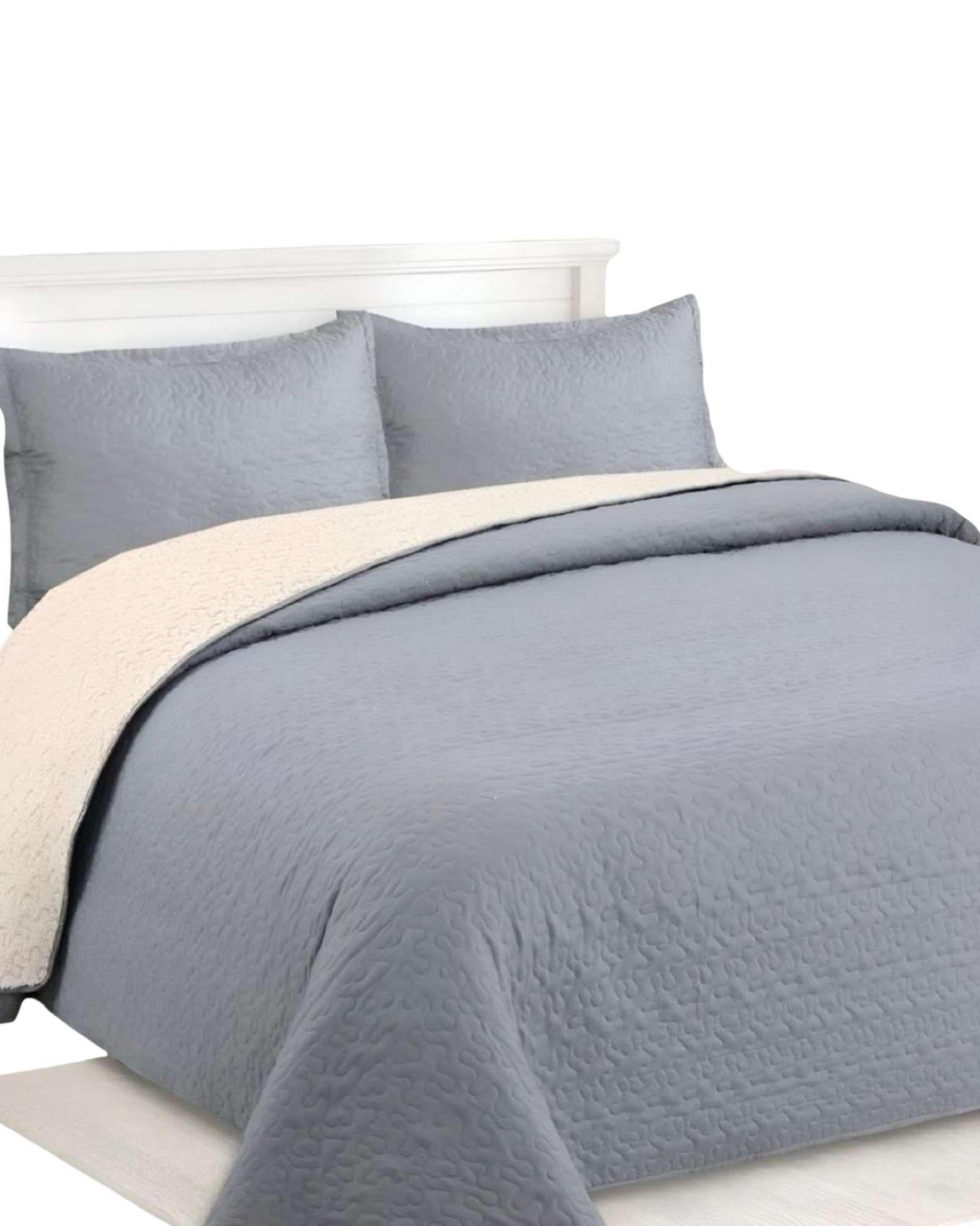 CUBRECAMA QUILT CON SHERPA 2 PLAZA 230 CM X 250 CM B17-4