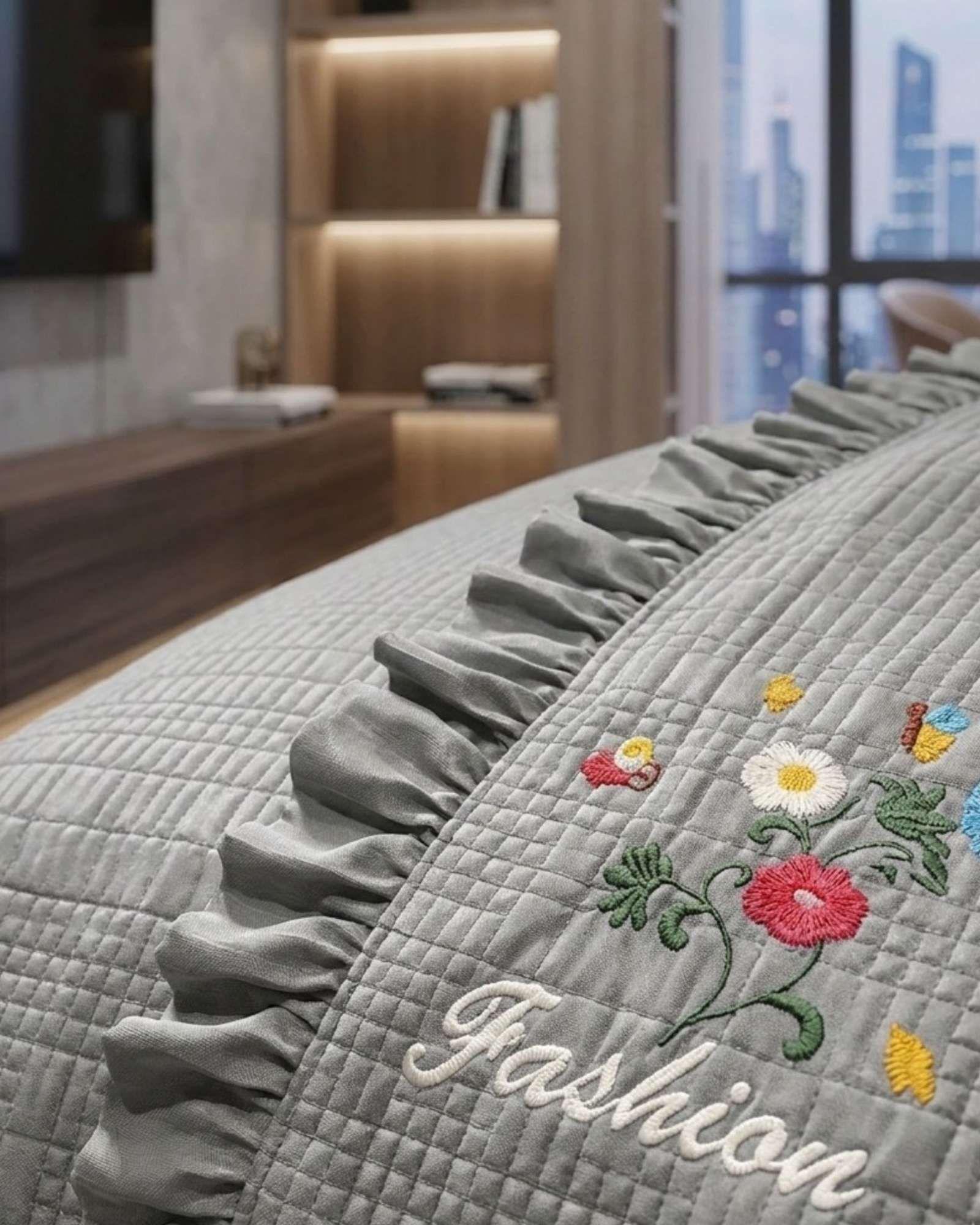 Quilt Cubrecama  Verano Estampado Floral con Bobos 2 Plazas02-4